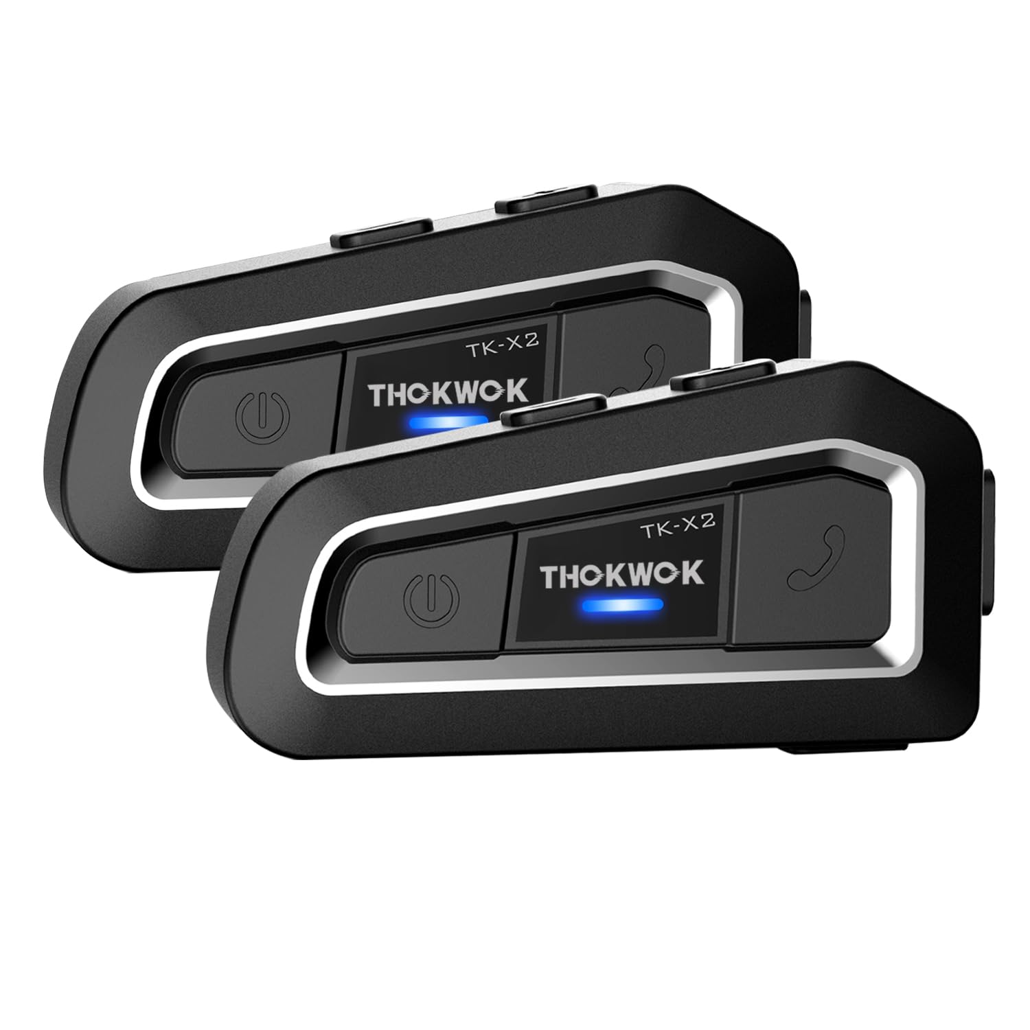THOKWOK TK-X2 Motorcycle Bluetooth Headset - 1000m Range Helmet Intercom with FM Radio & Stereo Music, Universal Communication System for Motorcycles, Snowmobiles & ATVs (Supports 3 Riders) - Perfect for Group Rides, Adventure Tours & Off-Road Excursions