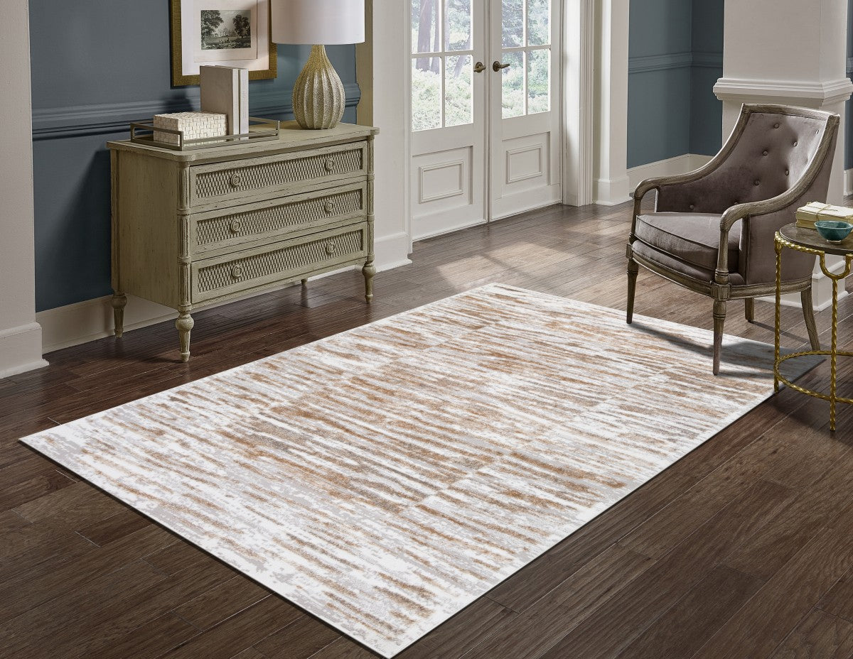 5' x 8' Soft Area Rug - Grey Cream Beige Ombre - Non-Slip Living Room Bedroom Rug for Home Decor