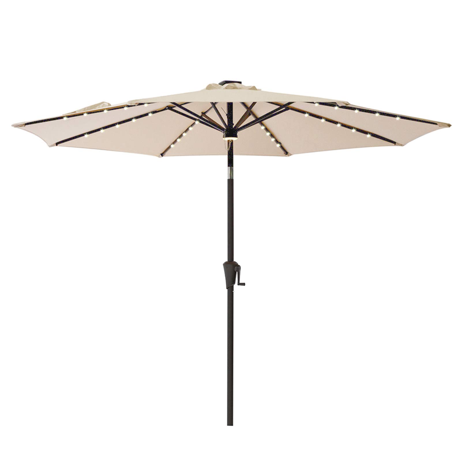 11 ft Solar LED Patio Umbrella with Tilt - Outdoor Market Table Umbrella for Garden, Poolside & Backyard - Waterproof & Windproof Sun Shade for Deck, Restaurant & Commercial Use