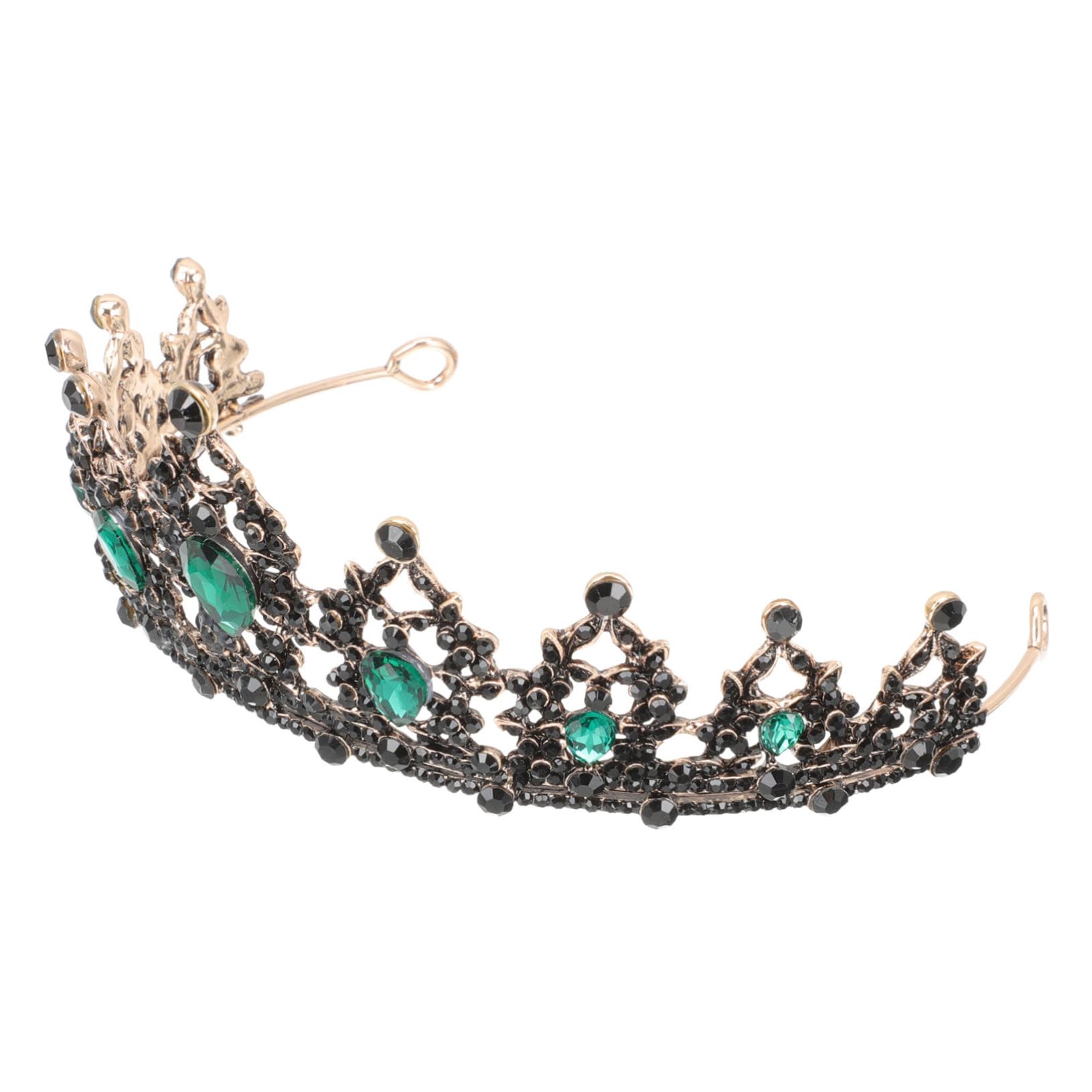 USHOBE 2-Piece Baroque Crown Wedding Tiara Set - Rhinestone Beaded Headband for Women, Black Swan Inspired Bridal Hair Accessories (Alloy) - Perfect for Weddings, Birthday Parties, and Costume Events