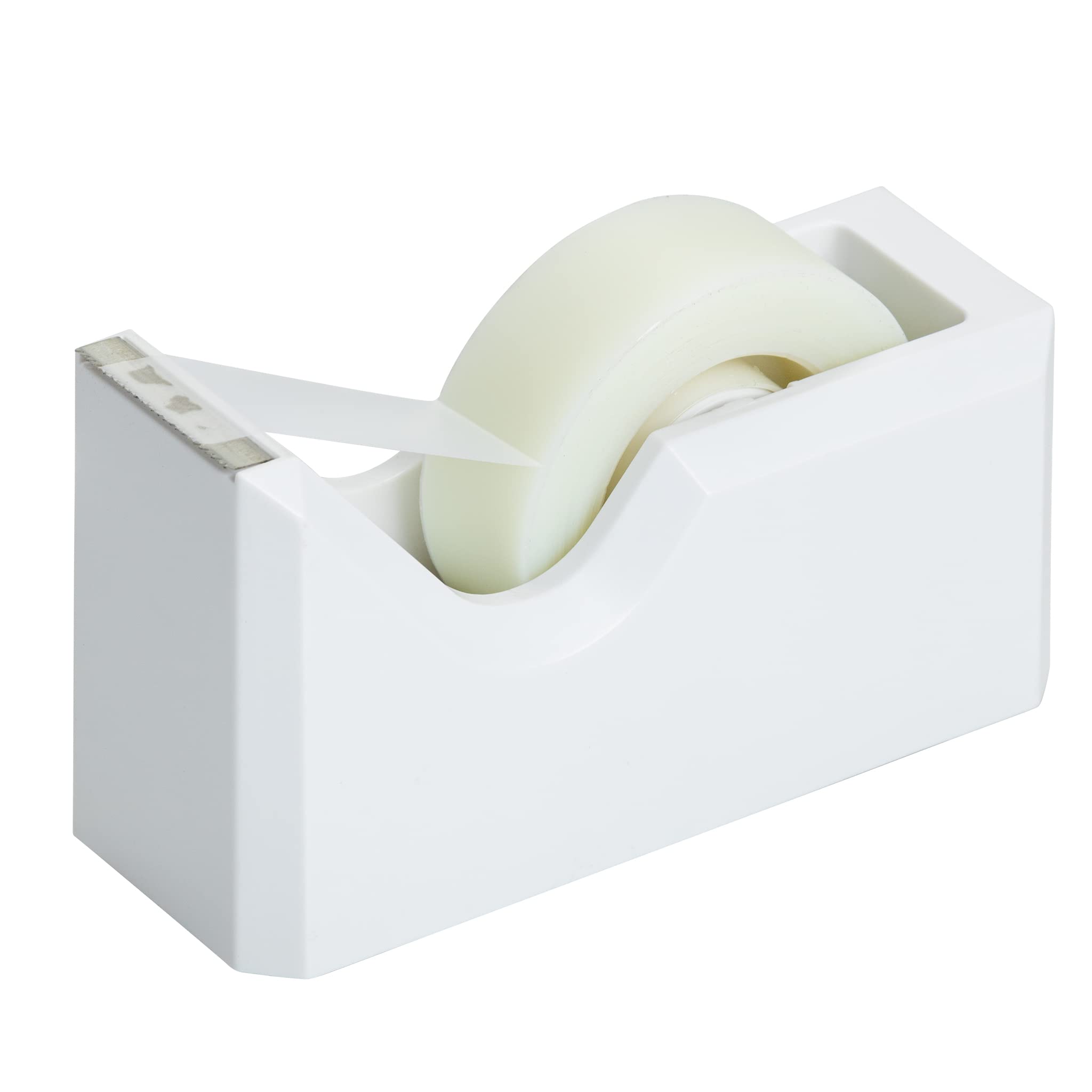 Colorful White Desk Tape Dispenser for Office & School Use - JAM PAPER Single Tape Holder for Crafting, Wrapping & Organization