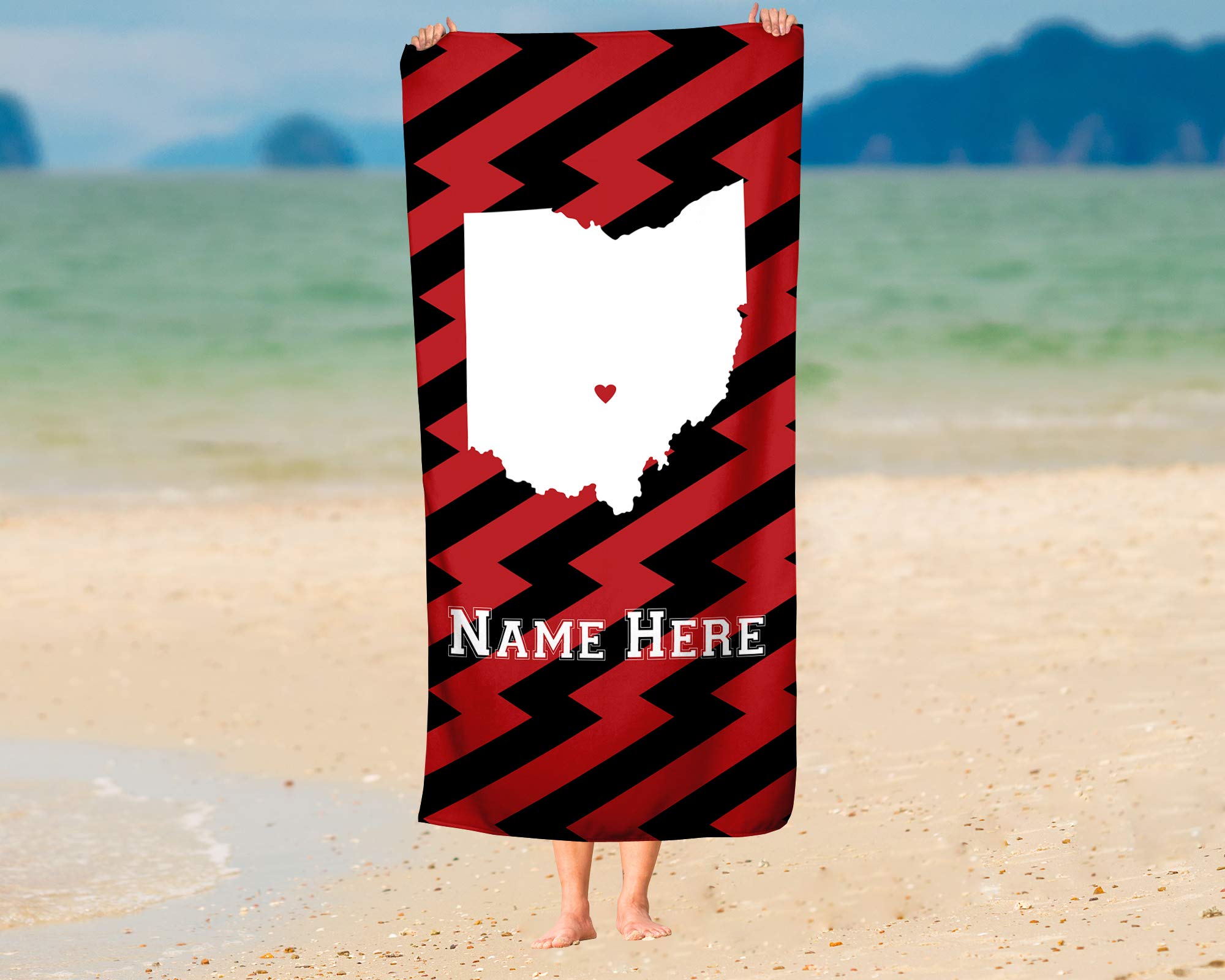 Custom Ohio State Pride Beach & Bath Towel - Personalized Large & Medium Towels for Adults & Kids - Perfect for College Football, Basketball Games, Beach Trips & Poolside Relaxation