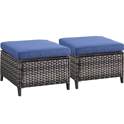 Grey Wicker / Blue Cushion