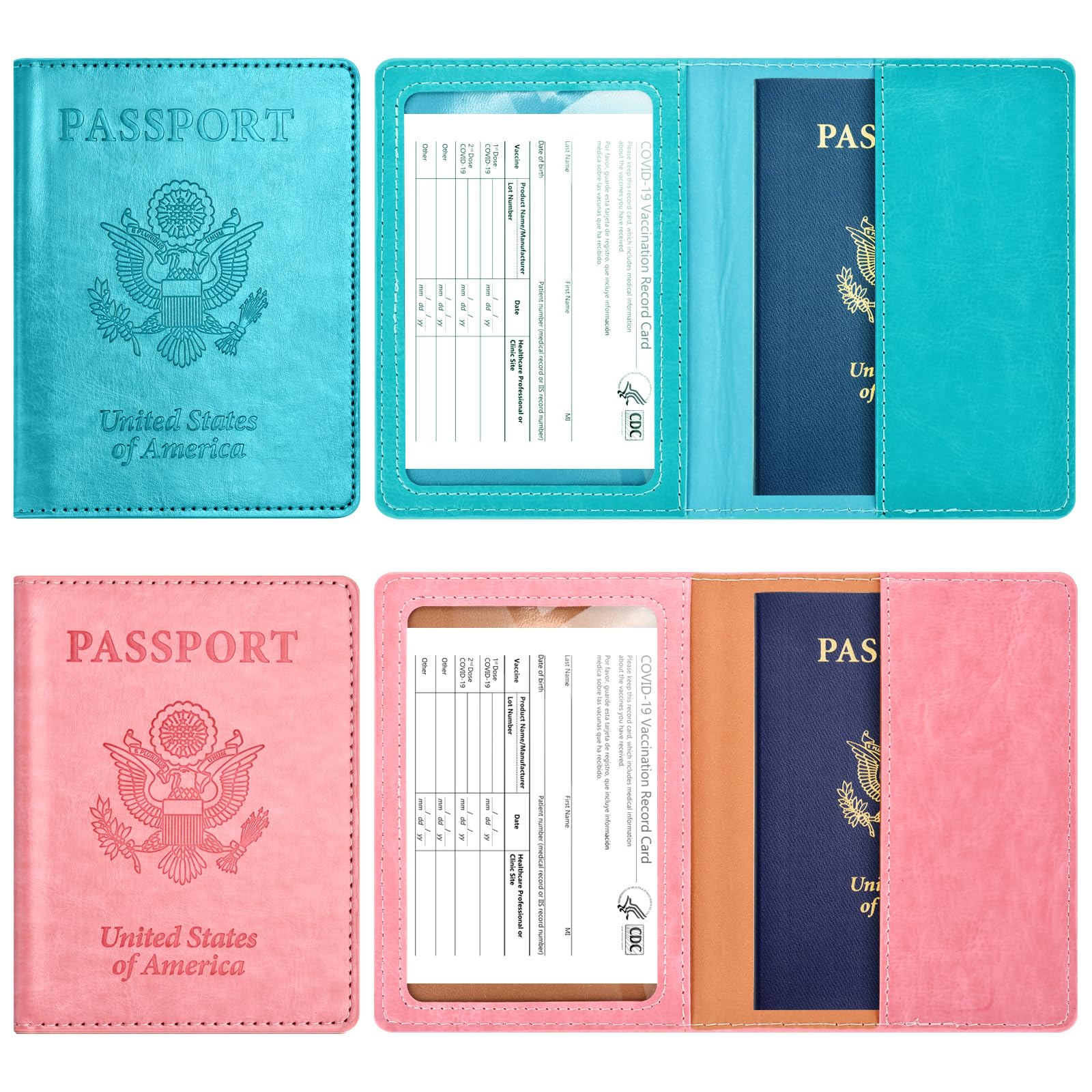 Eoehro 2-Pack RFID Blocking Passport Holder Wallet - Leather Travel Document Organizer for Women & Men | Perfect for International Flights, Vacations & Business Trips