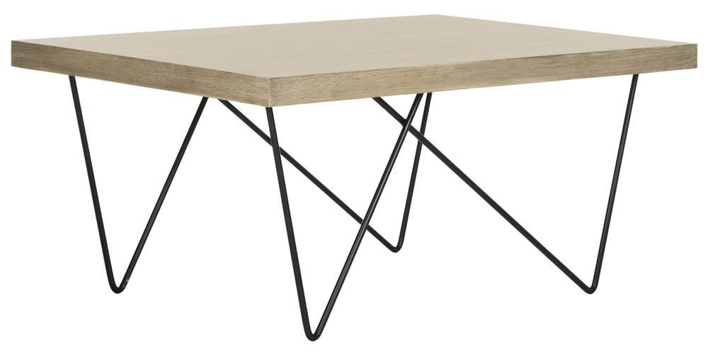 Safavieh Amos Modern Light Brown Rectangle Coffee Table - Stylish Living Room Furniture for Home Decor & Small Space
