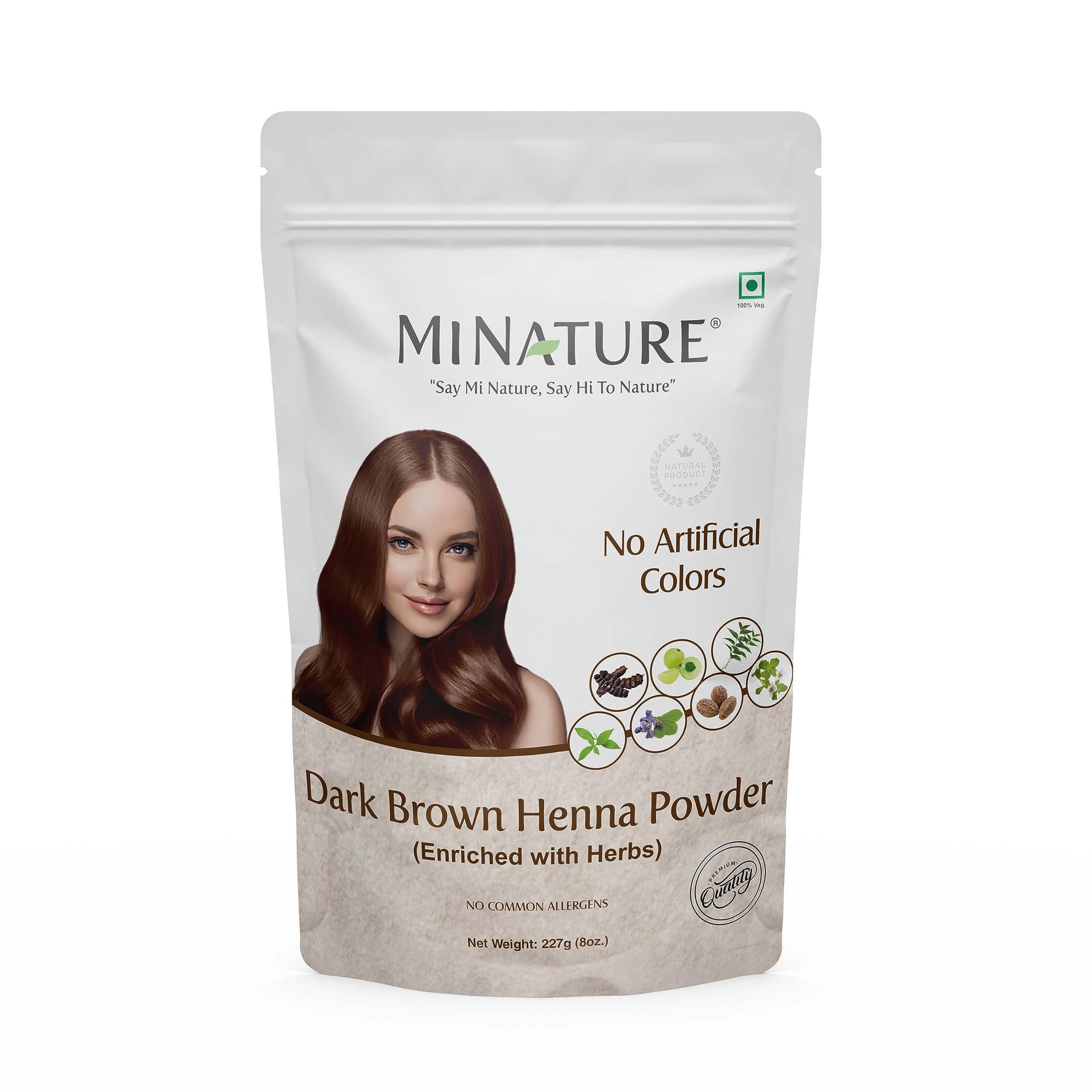 Natural Dark Brown Henna & Indigo Hair Dye Powder - 100% Pure Chemical-Free Hair Color for Women & Men | No Artificial Preservatives | 8oz (227g) | Perfect for Gray Coverage, Hair Conditioning & Natural Hair Coloring at Home