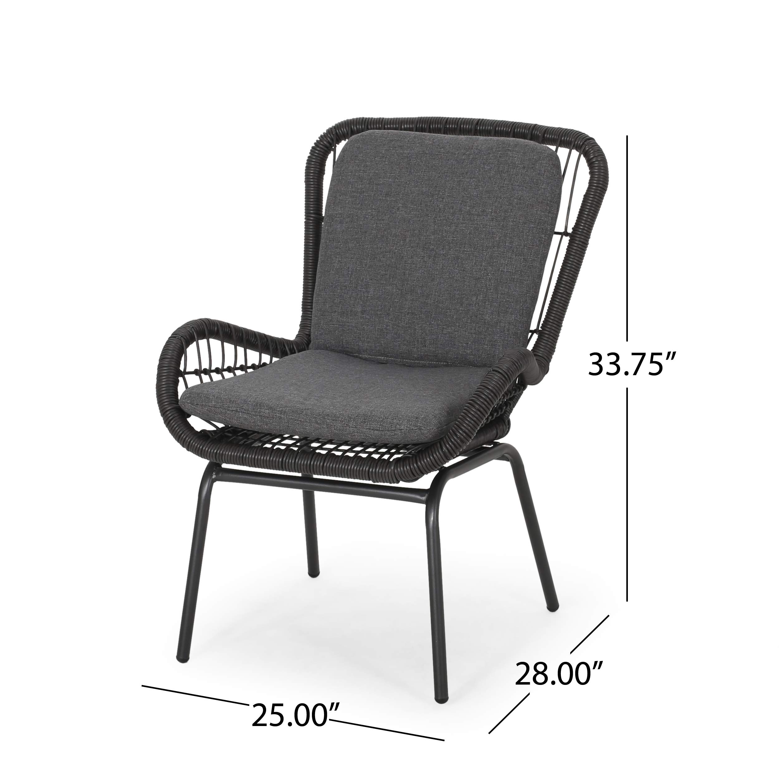 GDFStudio Outdoor Wicker Club Chair Set of 2 with Cushions - Gray & Dark Gray Patio Furniture for Garden, Poolside & Backyard Relaxation
