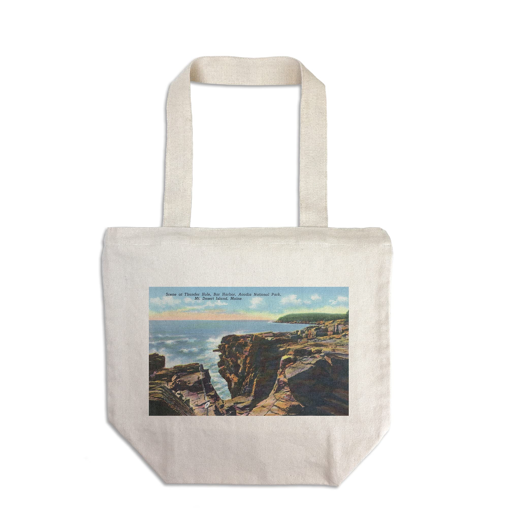 Acadia National Park Tote Bag - 100% Cotton Canvas Reusable Shopping Bag with Mt. Desert Island Thunder Hole View | Perfect for Groceries, Beach Trips & Eco-Friendly Shopping