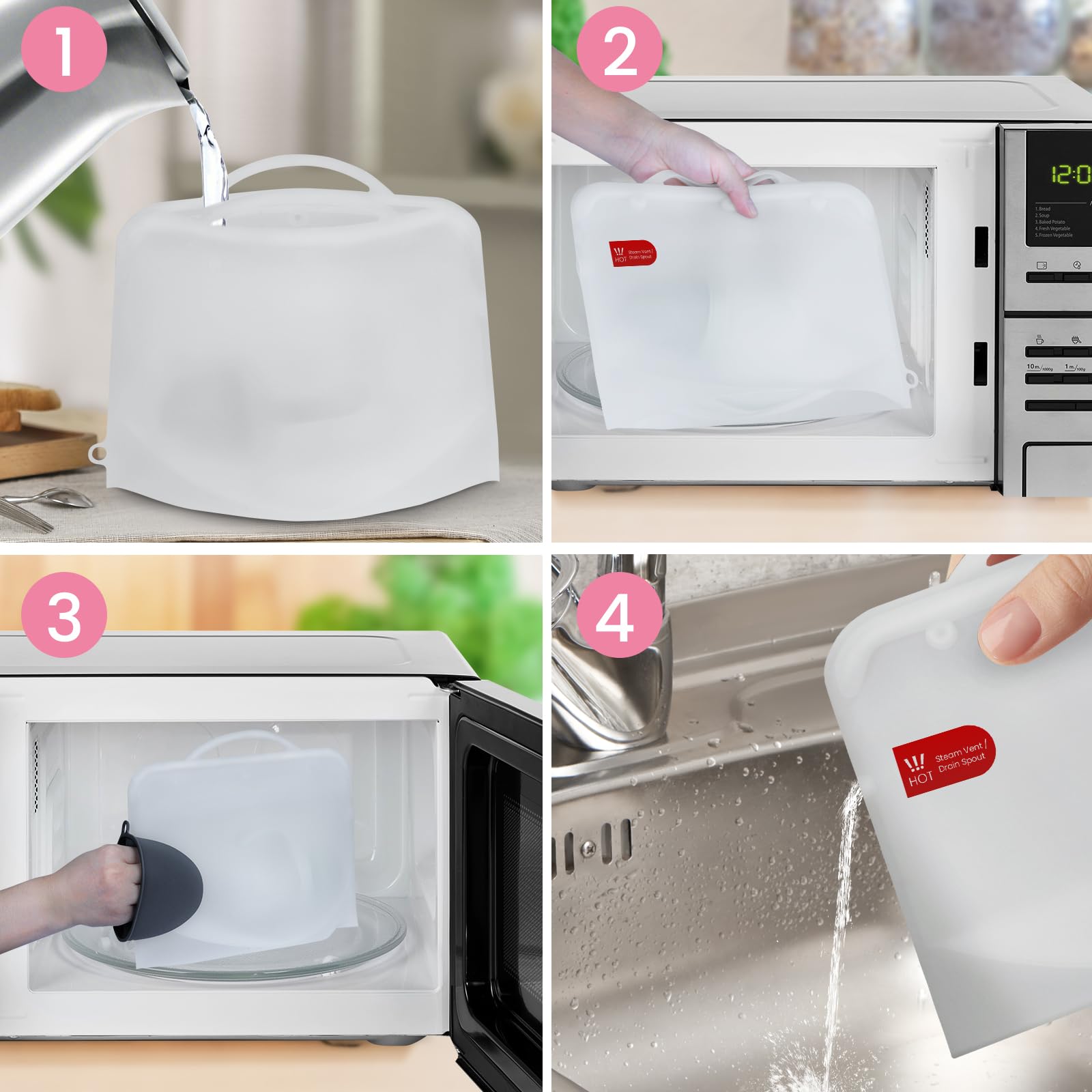 Reusable Silicone Microwave Steam Sterilizer Bag for Baby Bottles, Pacifiers & Pump Parts - Safe & Easy to Use for Home, Travel & Daycare - BPA-Free, Compact & Portable (1PC, White) - Perfect for Busy Moms, Traveling Families & On-the-Go Sterilization