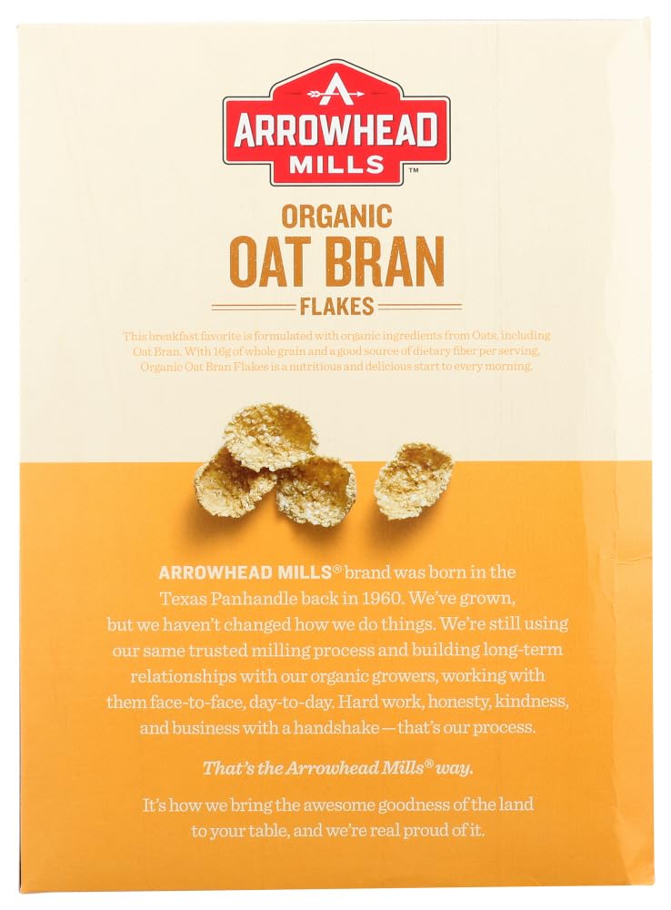Arrowhead Mills Organic Oat Bran Flake Blend Cereal - 12 Oz (Pack of 12) | High Fiber Breakfast Cereal | Healthy Morning Meal & Snack for Adults & Kids | Non-GMO, Gluten-Free | Perfect for Smoothie Bowls, Yogurt Toppings & On-the-Go Snacking