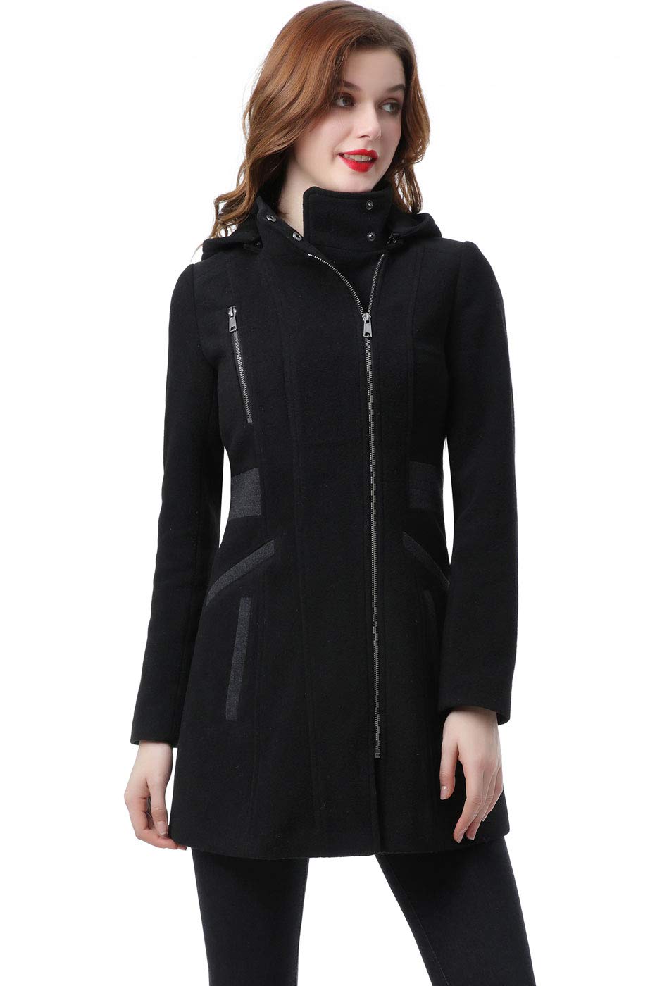 BGSD Women's Carrie Wool Blend Hooded Color Block Walking Coat - Winter Warm Jacket for Outdoor Activities, Plus Size Available | Perfect for Hiking, Travel & Casual Wear