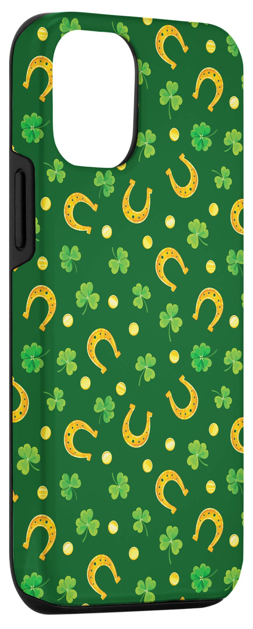 iPhone 12/12 Pro Lucky Clover & Horseshoe Protective Case - Irish Shamrock Design for Good Fortune | Perfect Gift for St. Patrick's Day & Everyday Use