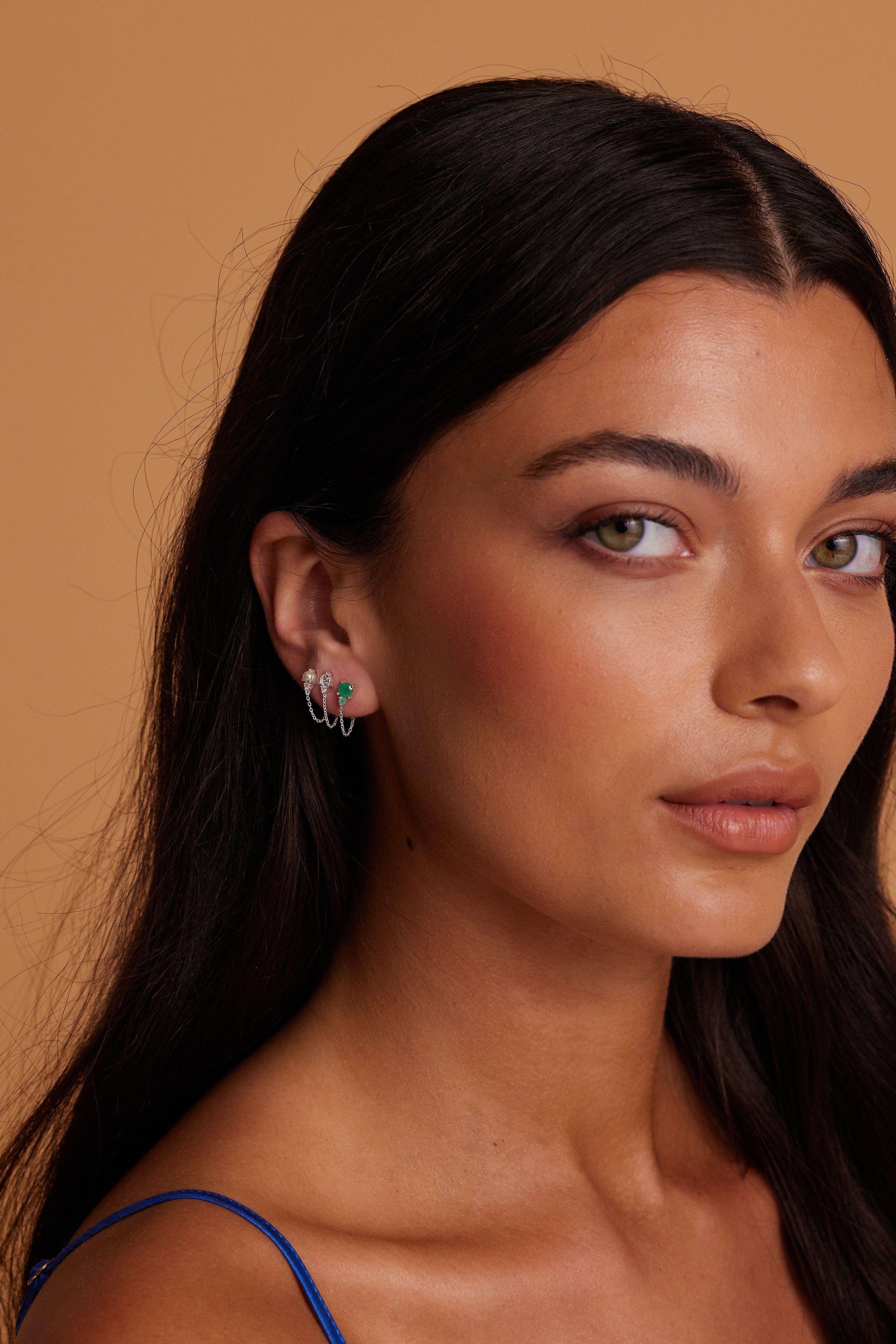 May Ombre Emerald Birthstone Silver Stud Earrings - Perfect for Birthdays, Anniversaries & Special Occasions