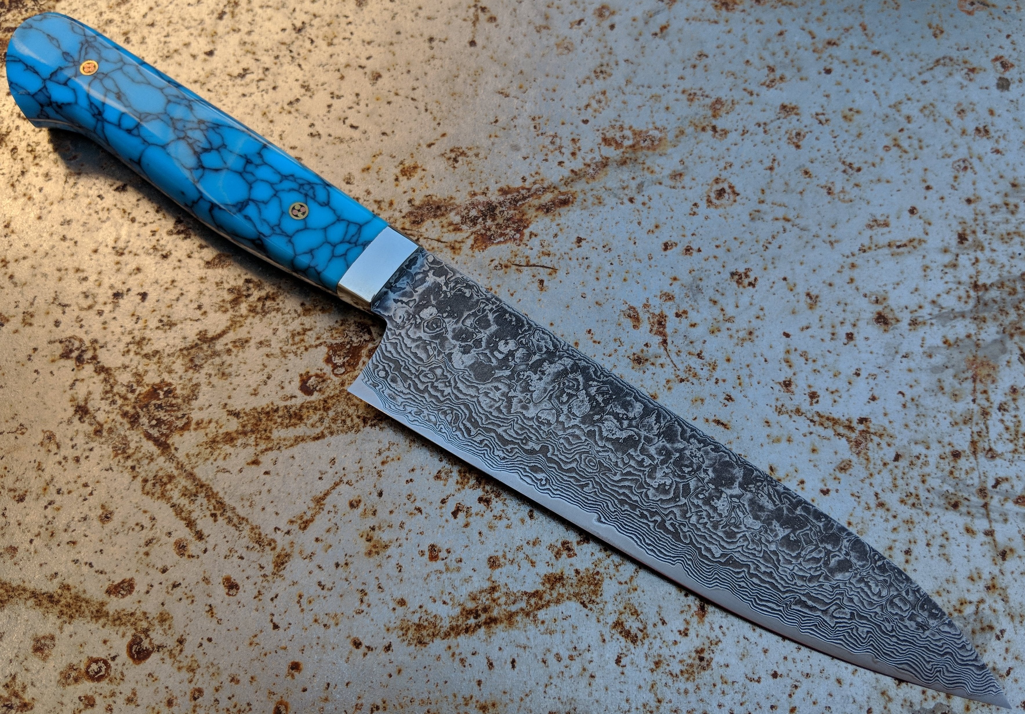 Mr. Itou 135mm Petty Knife - Turquoise Handle Japanese Chef Knife for Precision Slicing & Peeling - Perfect for Fruits, Vegetables & Small Kitchen Tasks