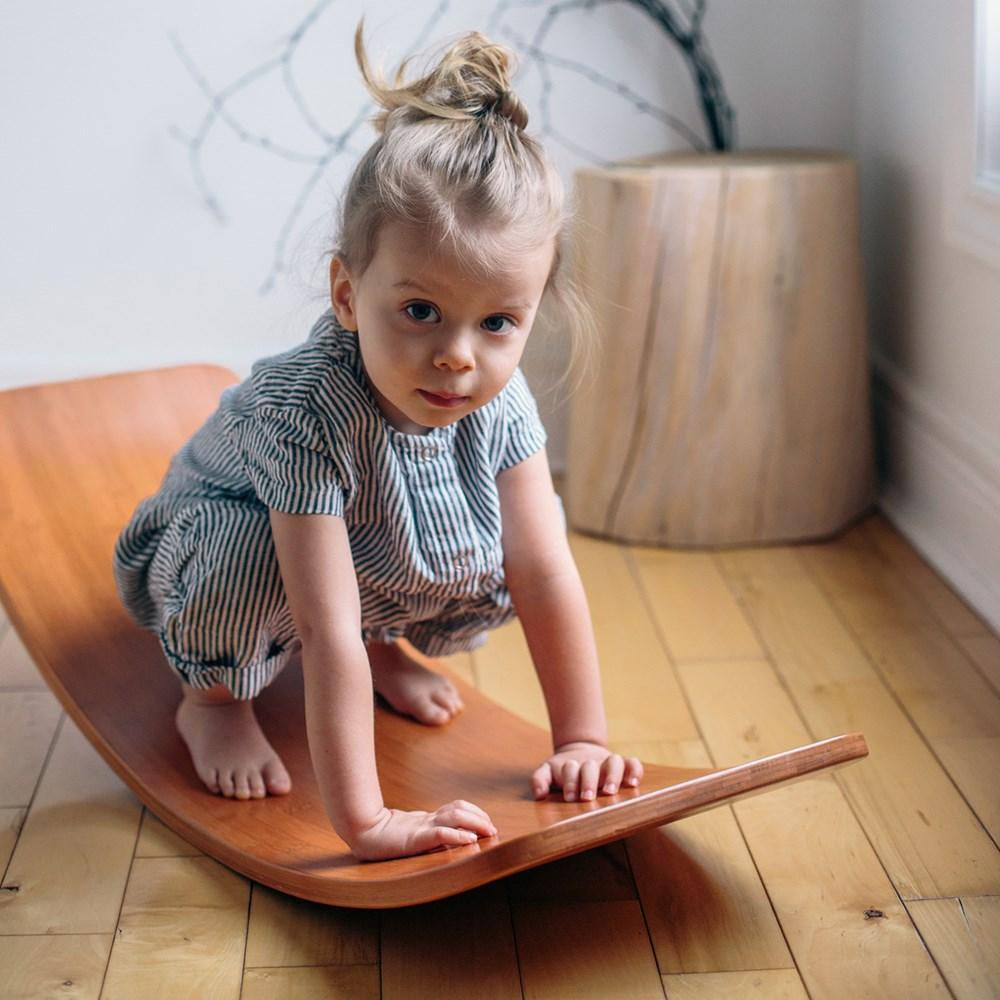 KinderBoard Bamboo Balance Board for Kids - Natural Wooden Wobble Board for Toddler Balance Training, Indoor Play & Sensory Development - Perfect for Home, Classroom, and Therapy Use