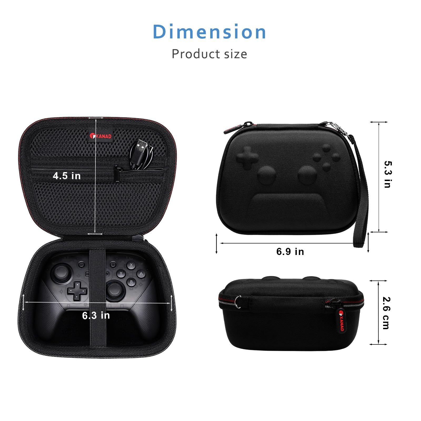 Premium Black Hard Travel Protective Case for Xbox/Playstation/Nintendo Switch Controllers - Universal Storage Bag for PowerA/ELISWEEN/GameSir/Diswoe/TIANHOO Wireless Gamepads - Perfect for Gaming Travel & Controller Organization