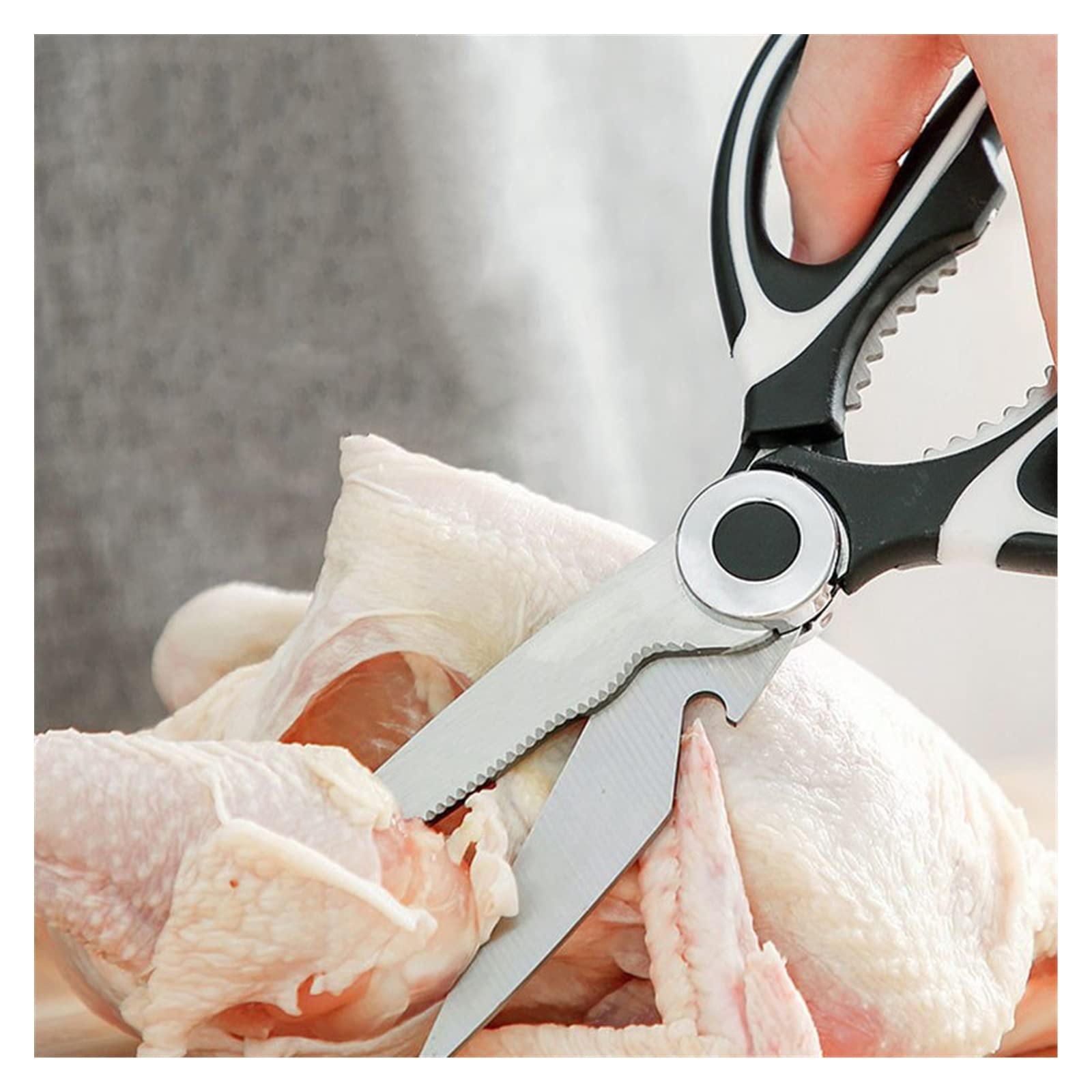 Heavy Duty Stainless Steel Kitchen Scissors - Professional Cooking Scissors for Cutting Meat, Herbs & Poultry - Dishwasher Safe Black Kitchen Shears - Perfect for Food Prep, Butchering & Crafting