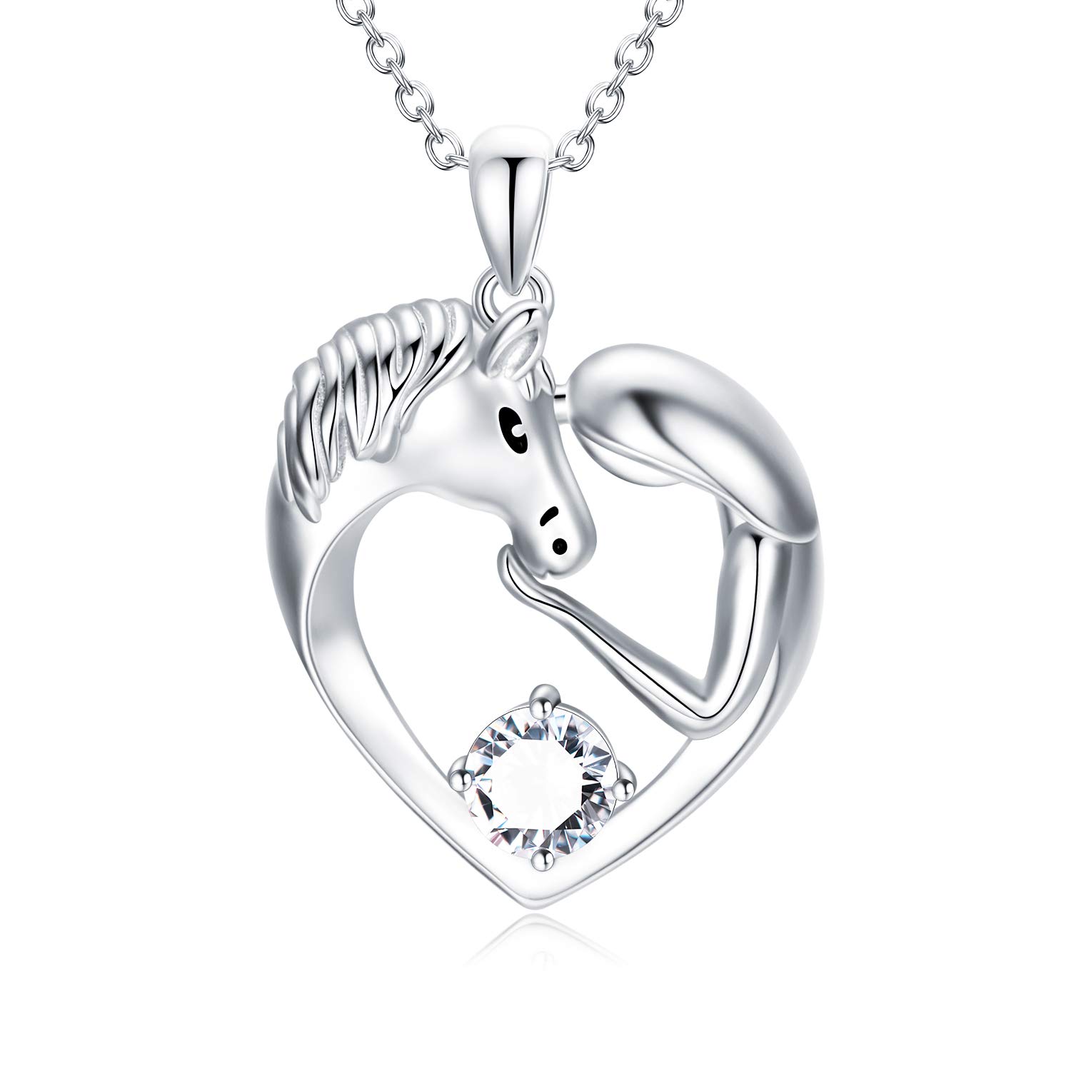 0.25ct Sterling Silver Round Diamond Horse Pendant Necklace for Women & Girls - Perfect Horse Lover Gift for Daughter, Birthday & Special Occasions | Elegant Jewelry for Equestrian Enthusiasts & Horse-Themed Events