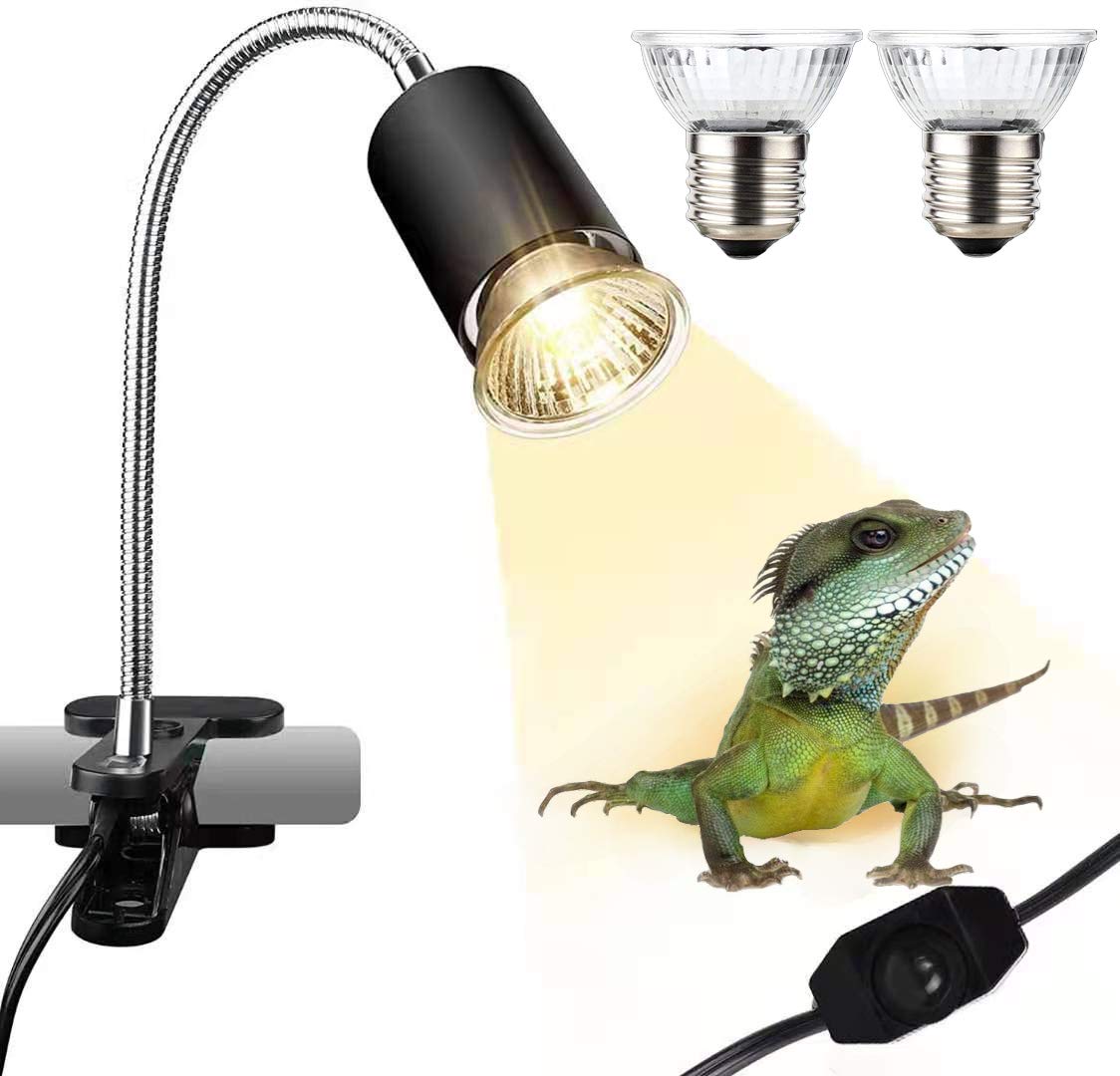 Horior Reptile UVA UVB Basking Heat Lamp - 360° Adjustable Clamp Light for Turtles, Lizards & Reptiles - Dimmable Terrarium Lighting for Basking, Habitat & Pet Enclosure Care