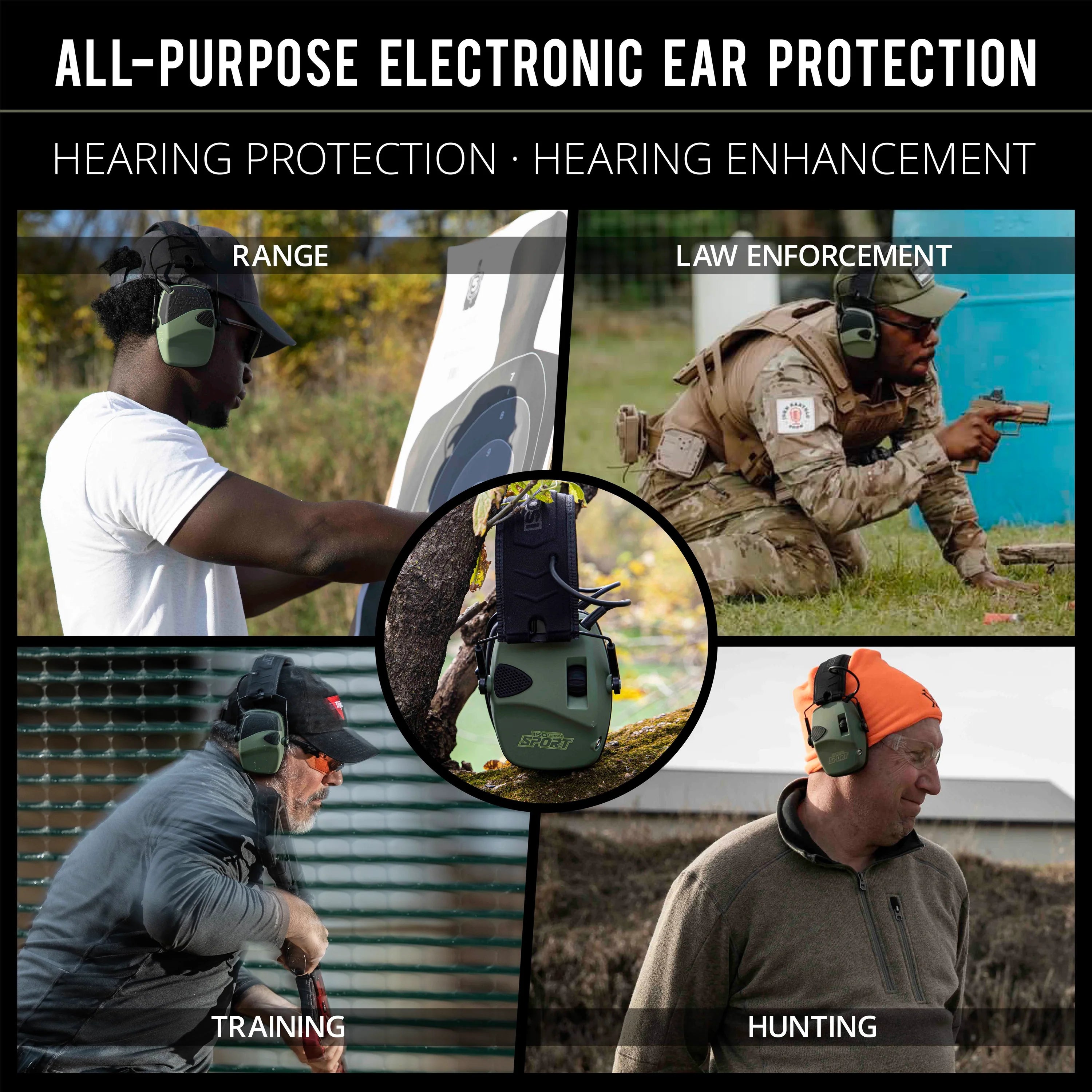 ISOtunes IT 40 Defy Sport Slim Basic Shooters Earmuff - Noise Cancelling Ear Protection for Shooting, Hunting & Outdoor Sports - Lightweight Hearing Protection for Range, Construction & Loud Environments