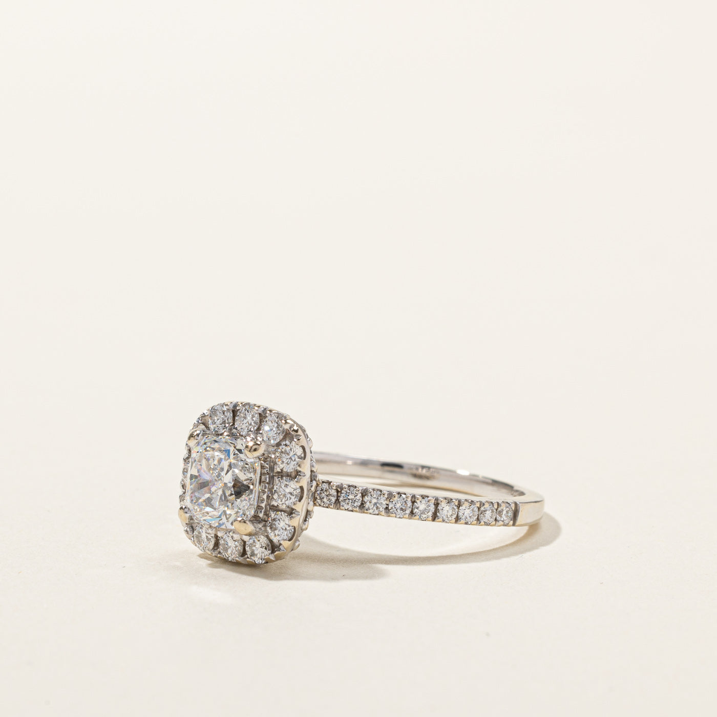 GIA Certified 1.73ctw Cushion Cut Diamond Halo Engagement Ring - SI1 Clarity, E Color, Size 8 | Perfect for Proposals, Anniversaries & Bridal Jewelry