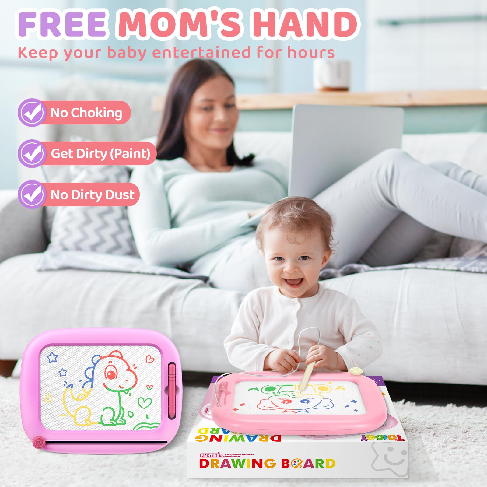 2 Pack Magnetic Drawing Board for Kids - Toddler Learning Toy for Ages 1-3 | Perfect for Home & Travel Play