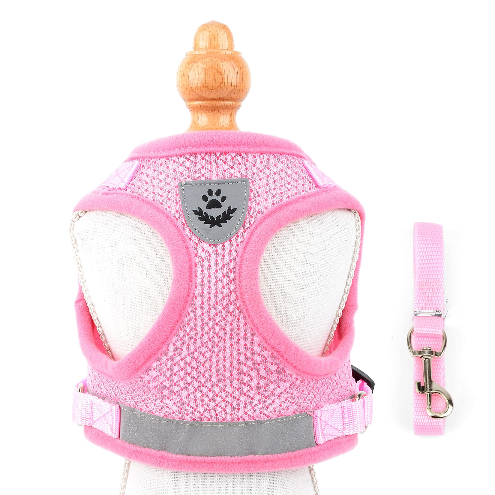 SMALLLEE LUCKY STORE Escape Proof Cat Harness and Leash Set - Adjustable Soft Mesh Vest with Reflective Strips for Small Dogs & Kittens (Pink, Size M) | Perfect for Safe Outdoor Walks, Park Visits & Training Sessions