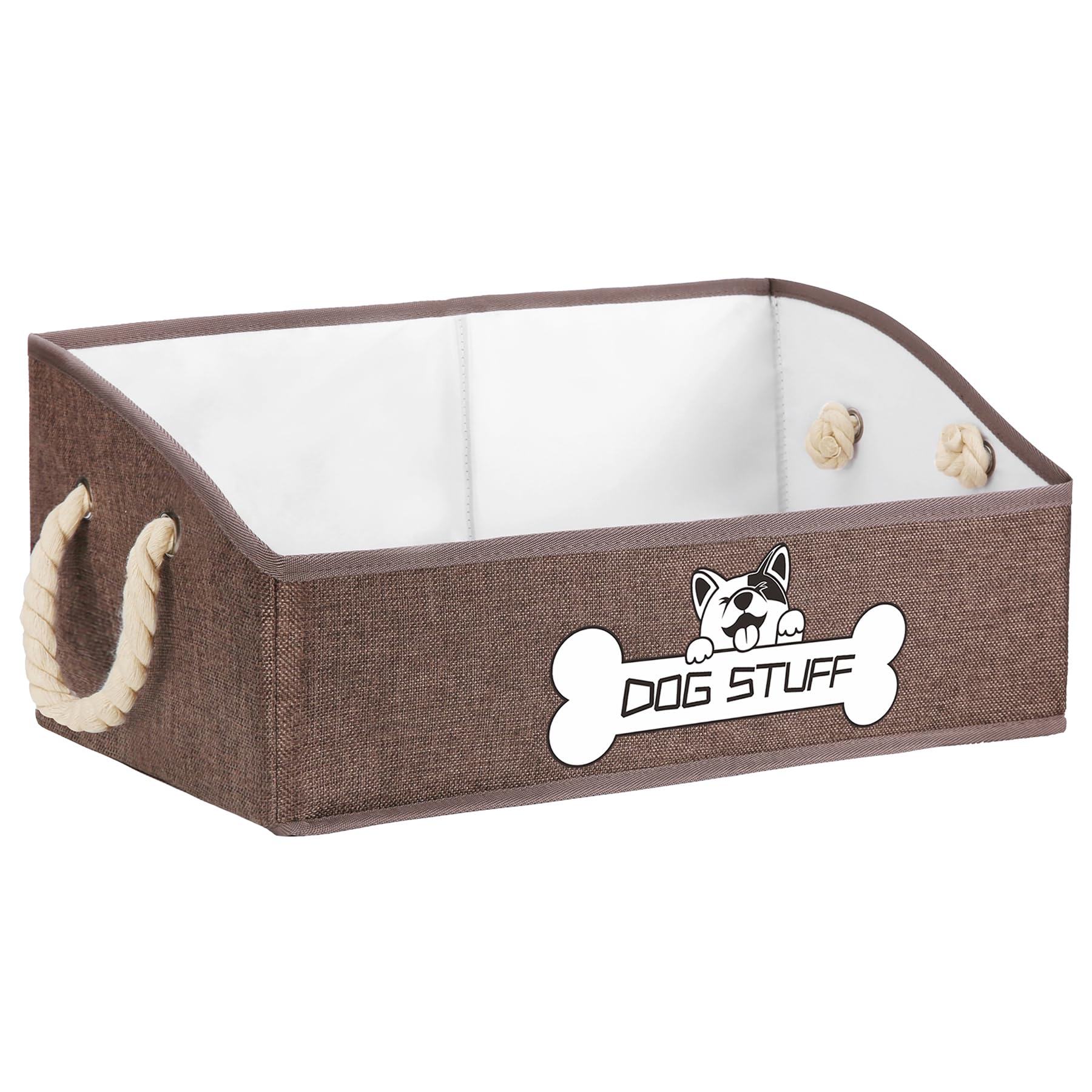 Foldable Fabric Pet Toy Storage Box with Handle - Collapsible Trapezoid Organizer for Dog Toys, Blankets & Accessories, Coffee Brown | Perfect for Living Room, Bedroom & Pet Play Area Organization