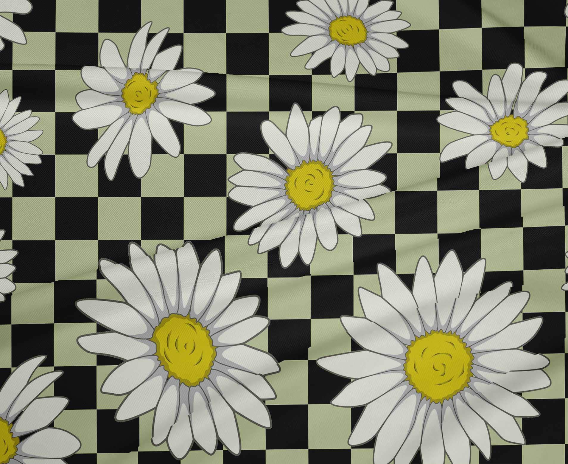 oneOone Polyester Spandex Black Sunflower Floral Print Fabric - 56 Inch Wide for DIY Clothing, Quilting & Home Decor | Soft Stretch Material for Dresses, Curtains & Craft Projects