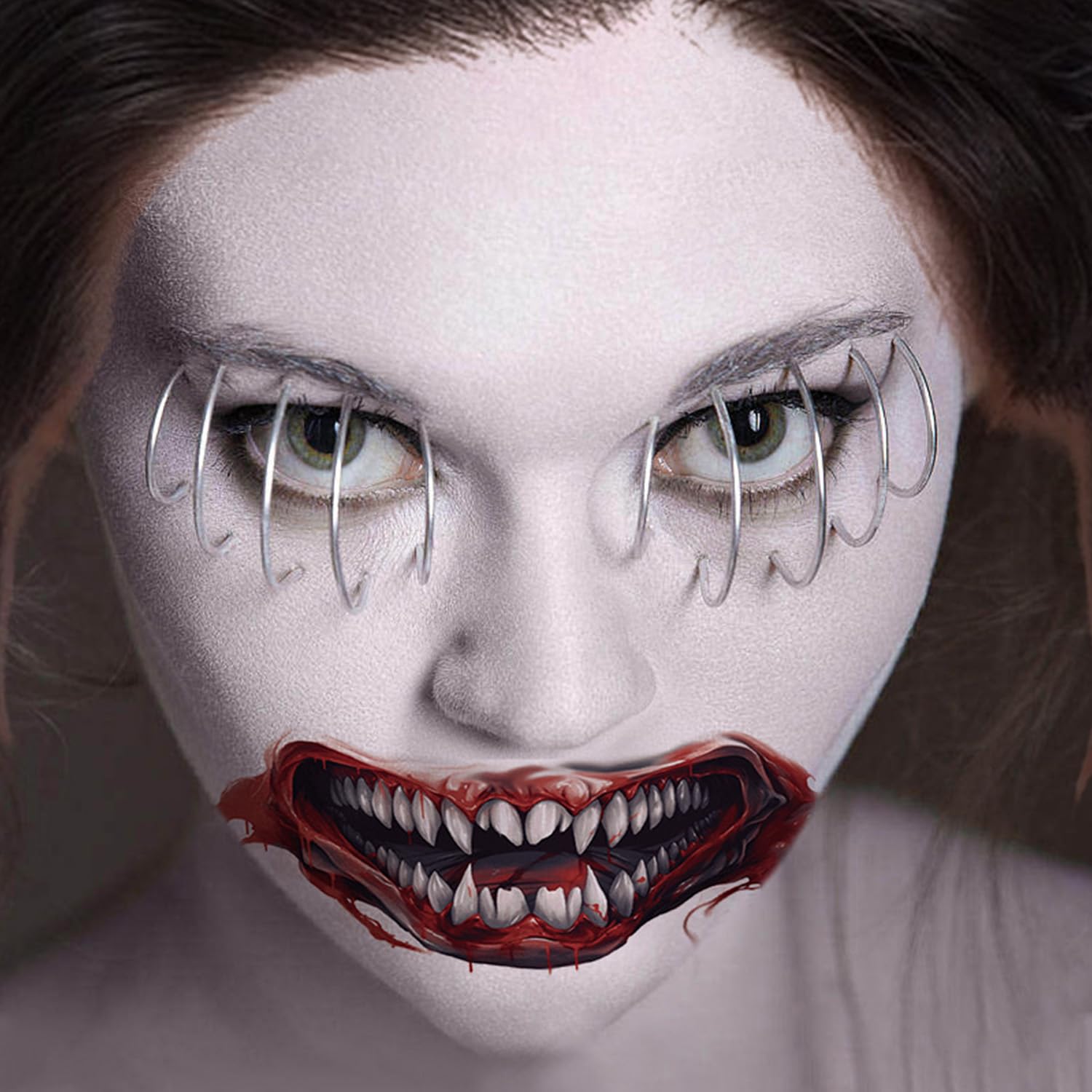 KEELYY 10 Pack Halloween Mouth & Skeleton Temporary Tattoos - Creepy Face Tattoos for Halloween Makeup, Parties, Carnival & Day of the Dead - Perfect for Costumes, Scary Dress Up & Spooky Events