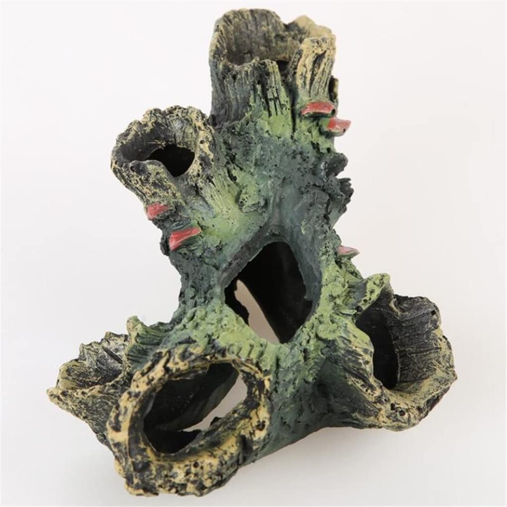 Natural Resin Aquarium Rockery Decoration - Fish Tank Mountain Cave Hideout for Small Fish & Shrimp (15x10.5x8cm) - Perfect for Betta Fish Tanks, Nano Aquascapes & Aquatic Pet Habitats