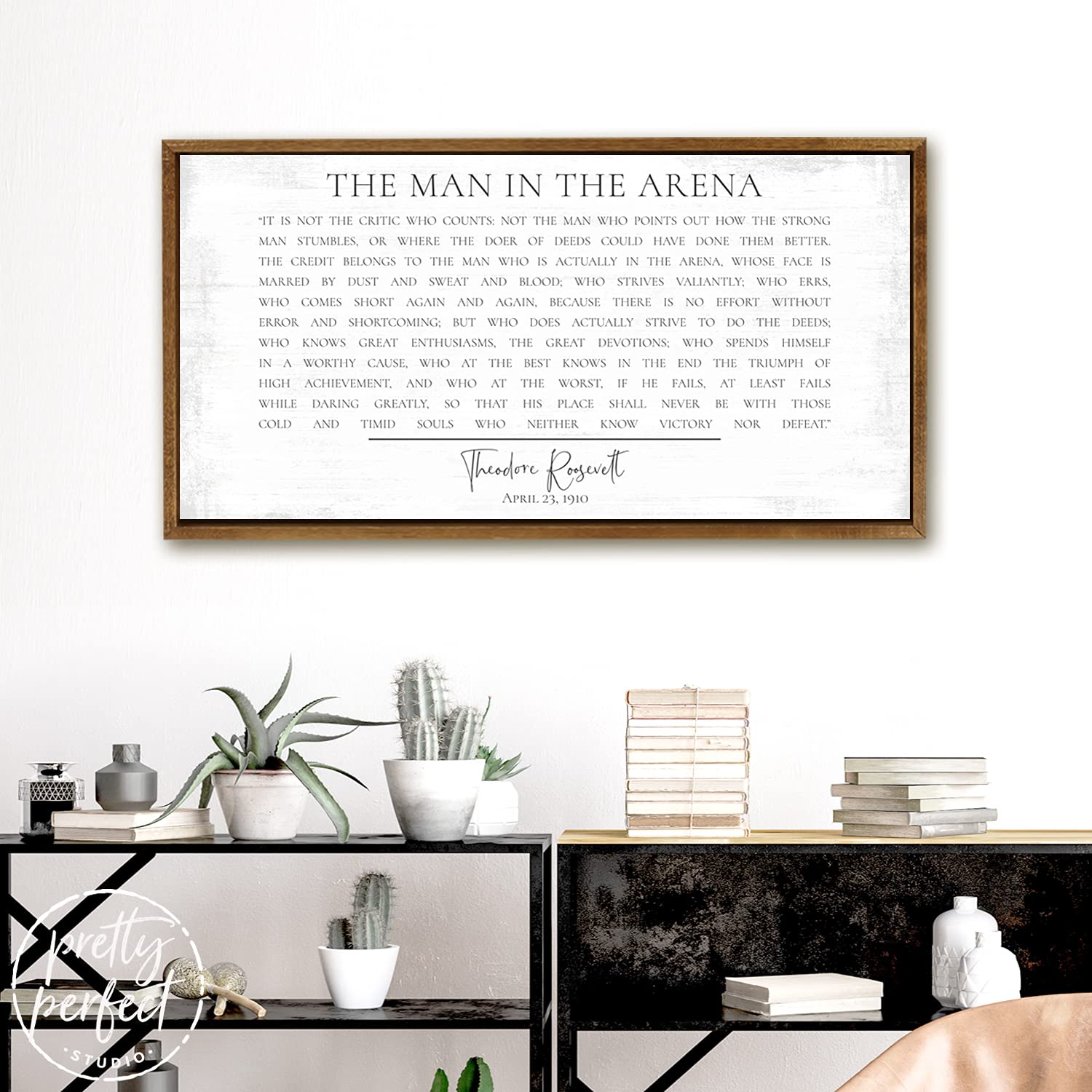 The Man in The Arena Framed Wall Art - Theodore Roosevelt Inspirational Quote Print for Home & Office Decor | Motivational Speech Poster | Gym, Study & Workspace Inspiration