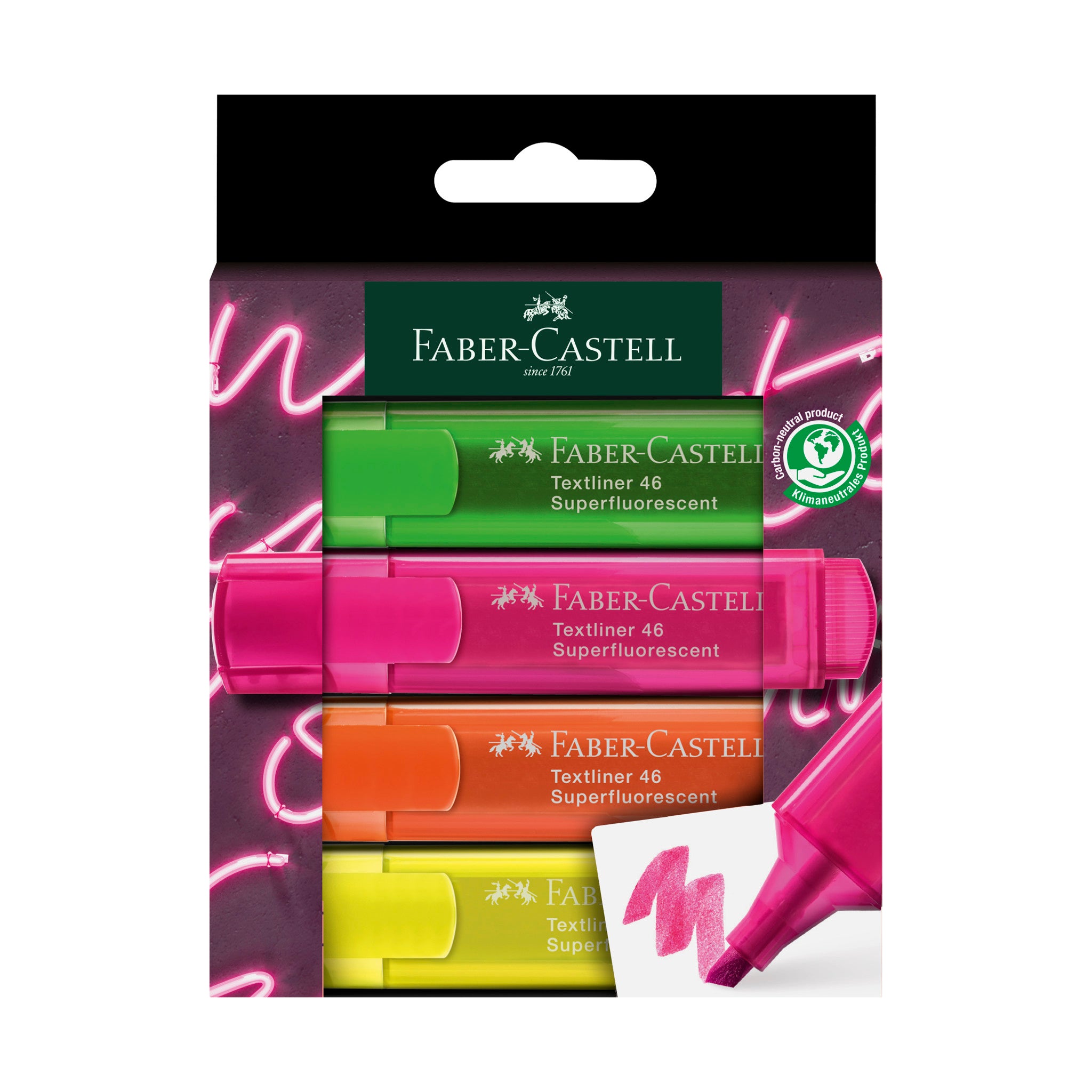 Neon Highlighters Set of 4 - Assorted Bright Colors #254600 - Perfect for Office, School & Study Notes
