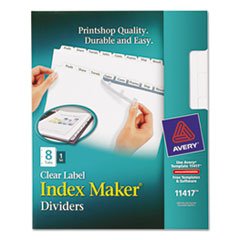 (3 Pack) AVE11417 Clear Label Dividers - 8-Tab Letter Size White Index Tabs for Office Files, Binders & Document Organization | Perfect for School, Home & Office Use