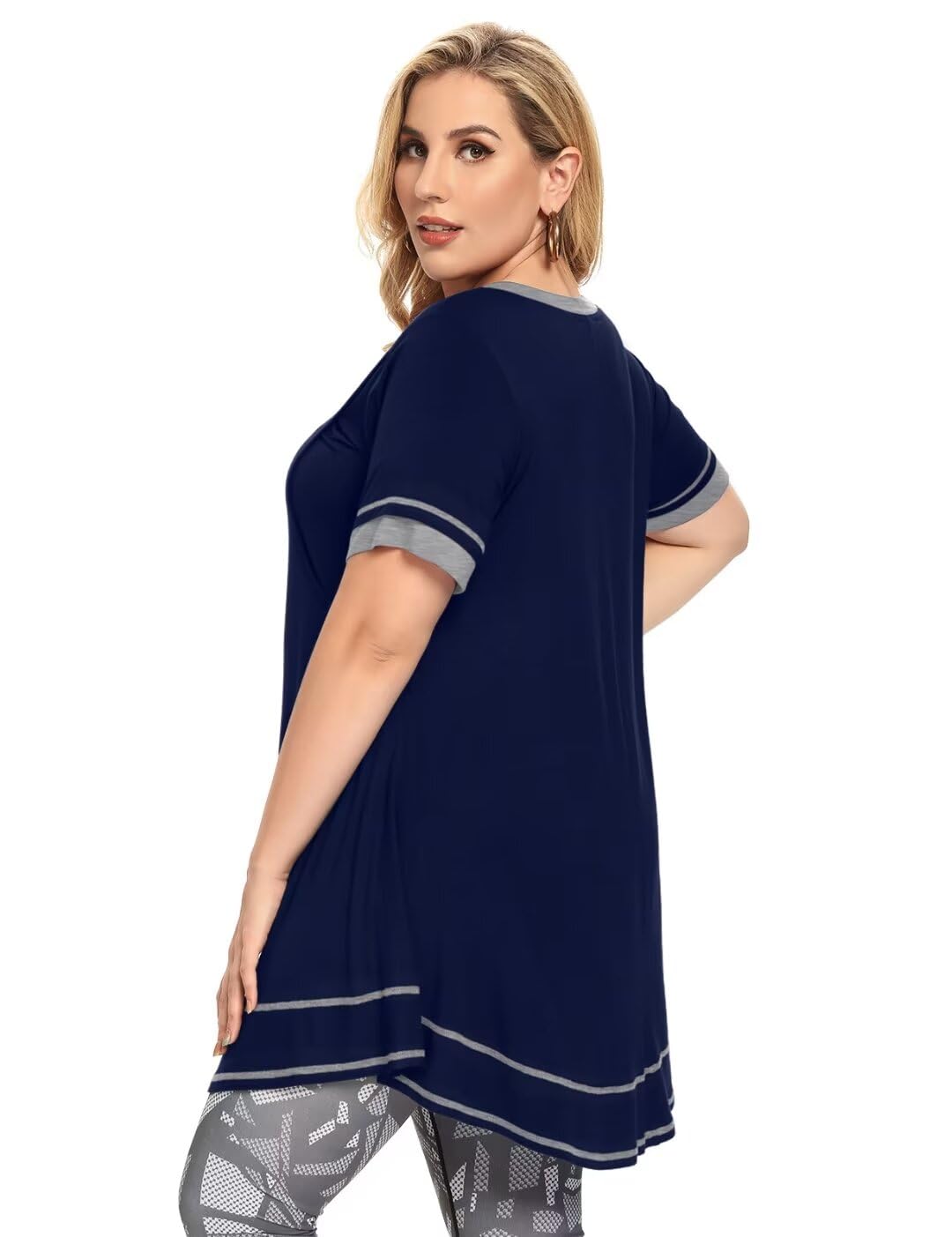 MONNURO Women's Plus Size Nursing Maternity Tops - Short Sleeve Casual Swing Tunic for Breastfeeding | Comfortable Loose Fit Shirt for Pregnancy & Nursing Moms | Perfect for Daily Wear, Outings & Maternity Photos