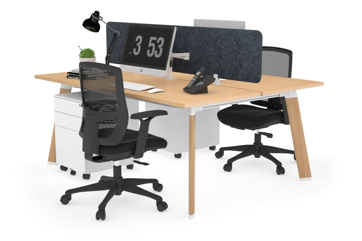 2 Person Workstation with Wood Imprint Frame - 1200L x 700W - Perfect for Home Office, Coworking Spaces & Small Business Teams
