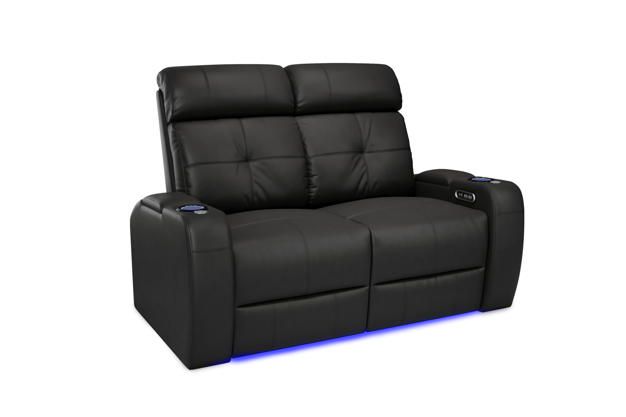 Valencia 2025 New Verona Leather Home Theater Seating with Power Headrest - 2-Seater Loveseat in Black | Perfect for Home Cinema, Media Room & Luxury Living Room