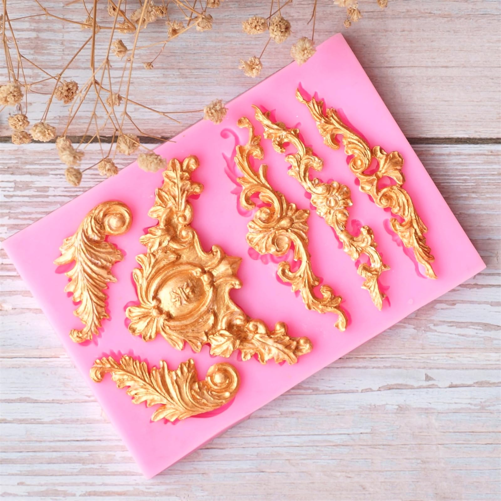 JOERSH 3Pcs Baroque Silicone Molds for Cake Decorating - Scroll Silicone Mold, Clay Molds, Fondant Molds, Chocolate Candy Molds - Perfect for Wedding, Birthday, DIY Baking & Dessert Decoration