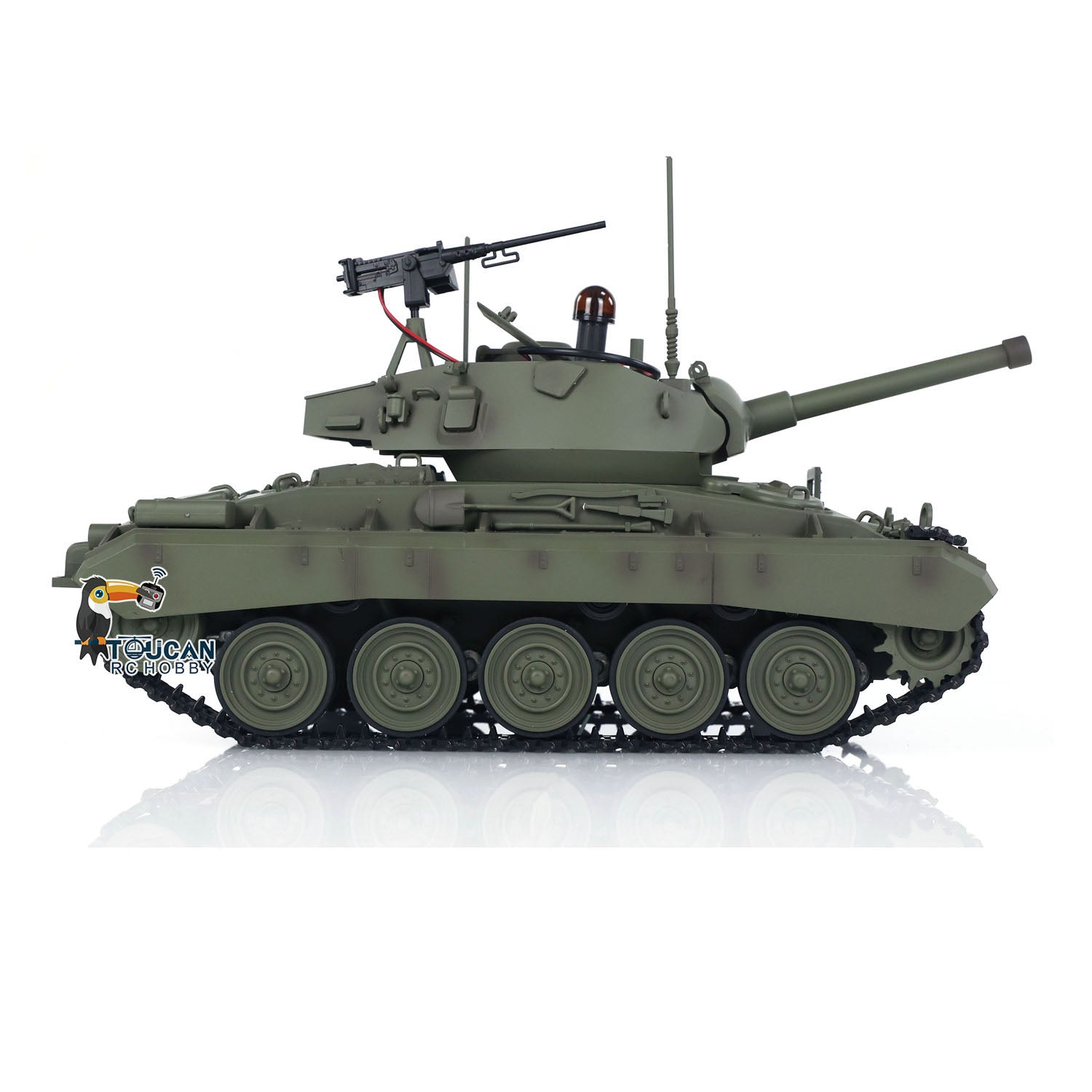 1/16 M24 Chaffee RC Electric Tank Model with Barrel Recoil - Infantry Combat System Vehicle - Remote Control Military Tank Toy for Adults & Collectors - Perfect for War Games, Display & Military Enthusiasts
