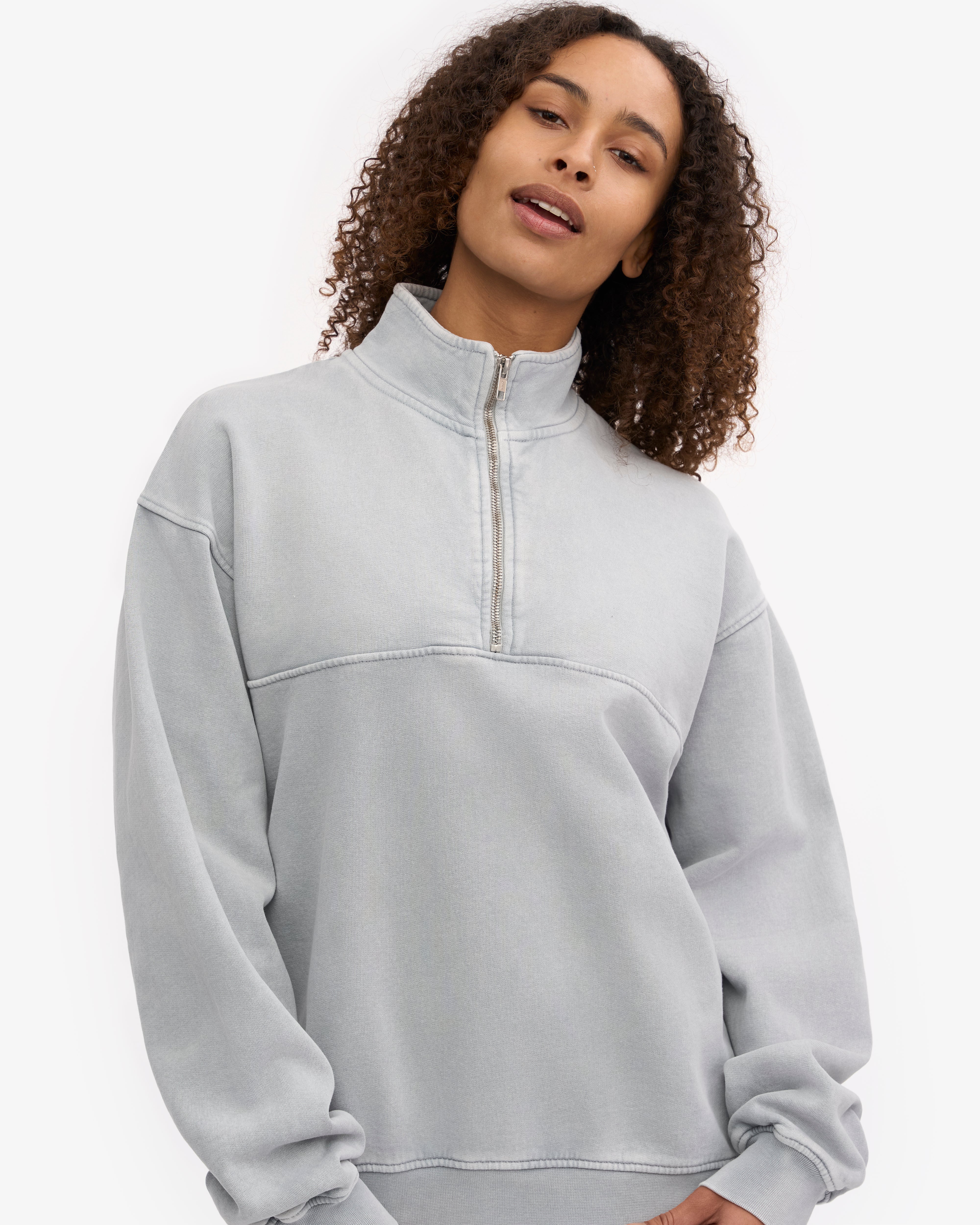 Organic Quarter Zip Sweatshirt for Men & Women | Faded Grey Pullover | Casual & Outdoor Wear for Hiking, Running & Travel