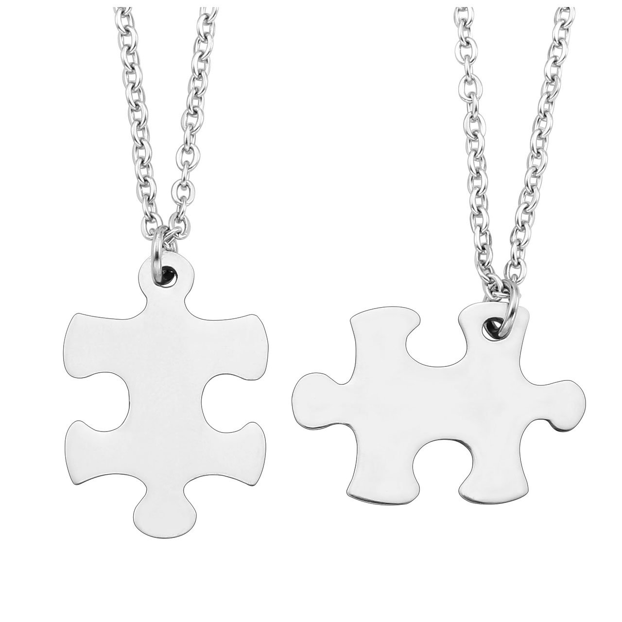Personalized Couple Necklaces & Keychains - Custom Engraved His & Hers Matching Puzzle Dog Tag Pendant Set with Gift Box - Romantic Anniversary Gift for Couples, Valentine's Day Present, Wedding Keepsake