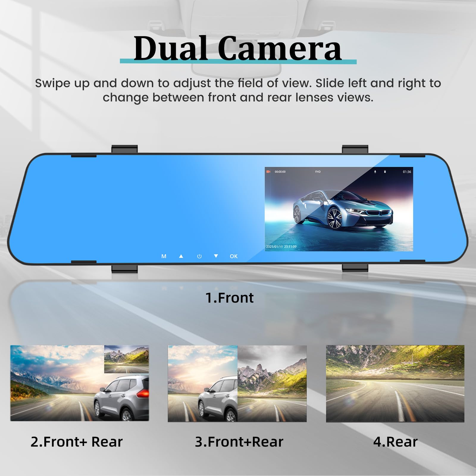 4.5 Inch Car Rear View Backup Camera with 64GB TF Card - 1080P HD IPS Screen, 150° Wide Angle, Night Vision, G-Sensor & Loop Recording for Parking Assistance | Perfect for SUVs, Trucks & RVs