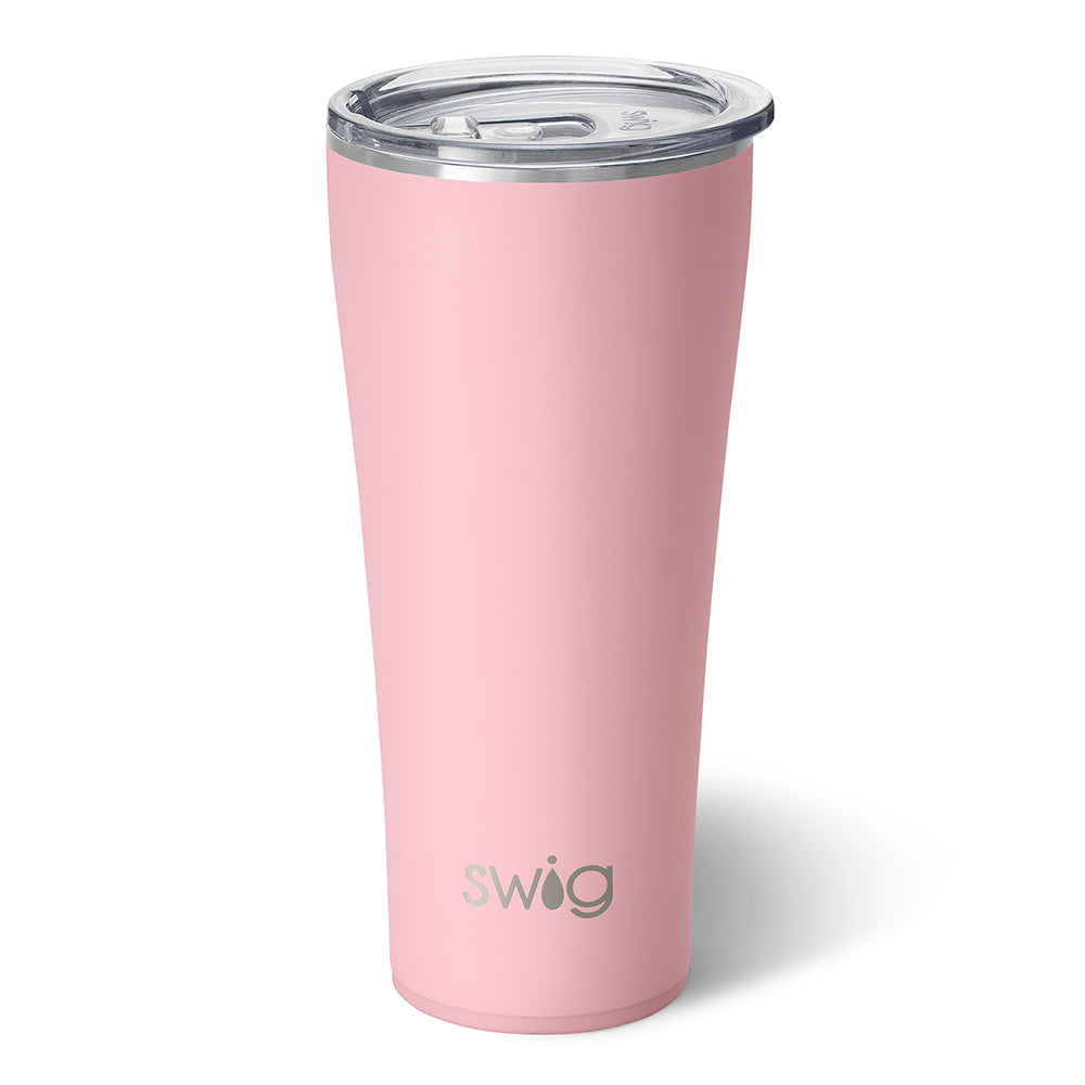 32oz Blush Pink Insulated Tumbler with Straw & Lid - Leakproof Stainless Steel Travel Mug for Hot & Cold Drinks - Perfect for Office, Gym, Hiking & Outdoor Activities