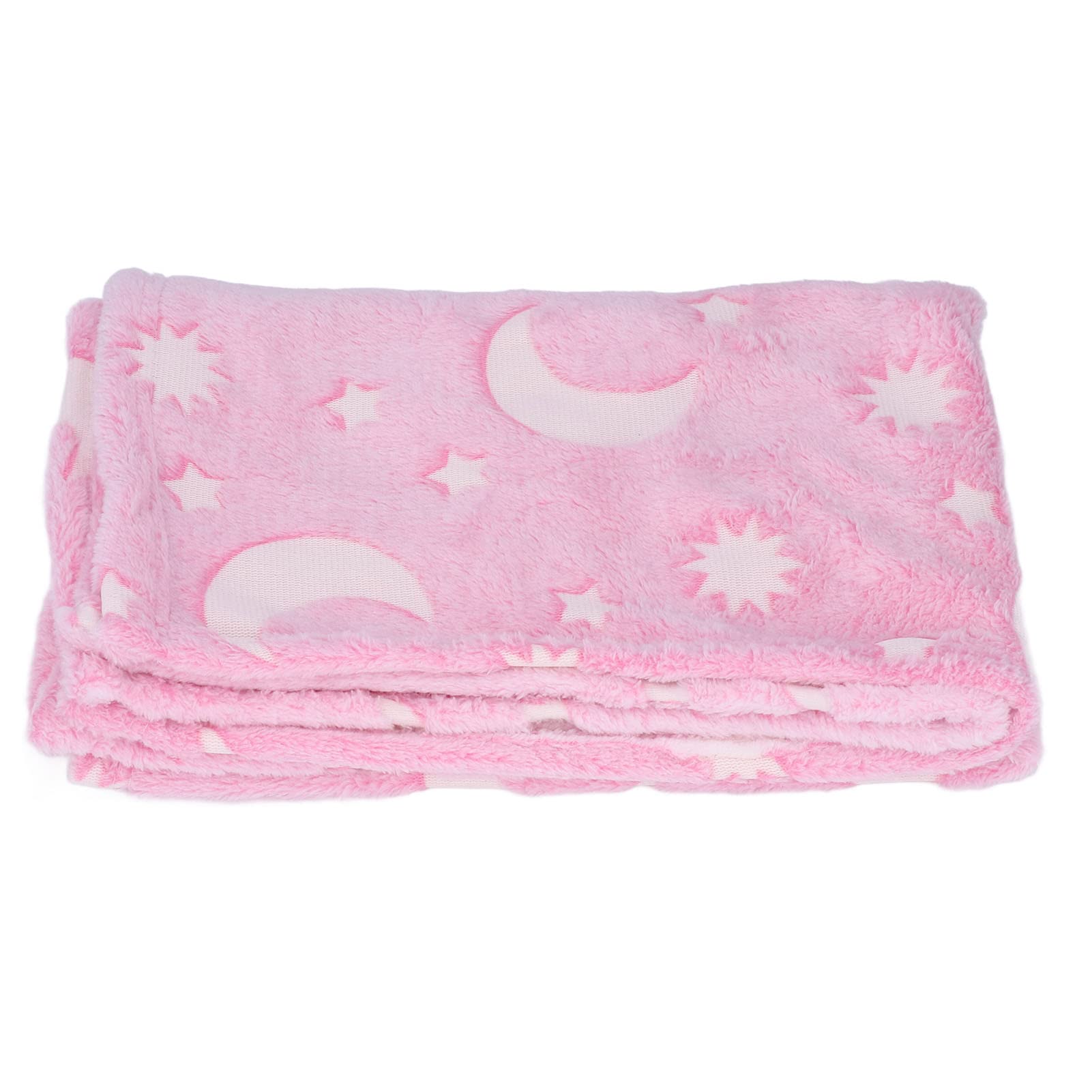 Glow in The Dark Blanket for Kids - 1.5x2m Soft Flannel Star Moon Design, Double-Sided Luminous Blanket for Boys & Girls (Pink) - Perfect for Bedtime, Camping, Movie Nights & Cozy Comfort
