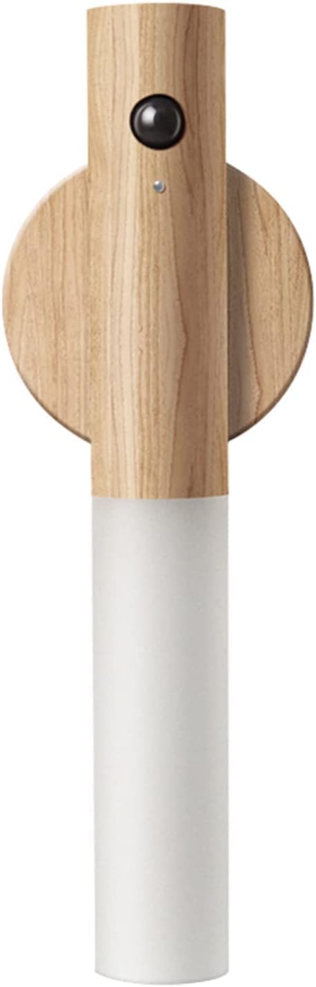 Motion Sensor Night Light - Rechargeable LED Night Light with Magnet for Hallway, Stairway & Cabinet - Battery Powered Wooden Wall Sconce (White Ash Wood, 1PC) - Perfect for Bedrooms, Bathrooms & Closets