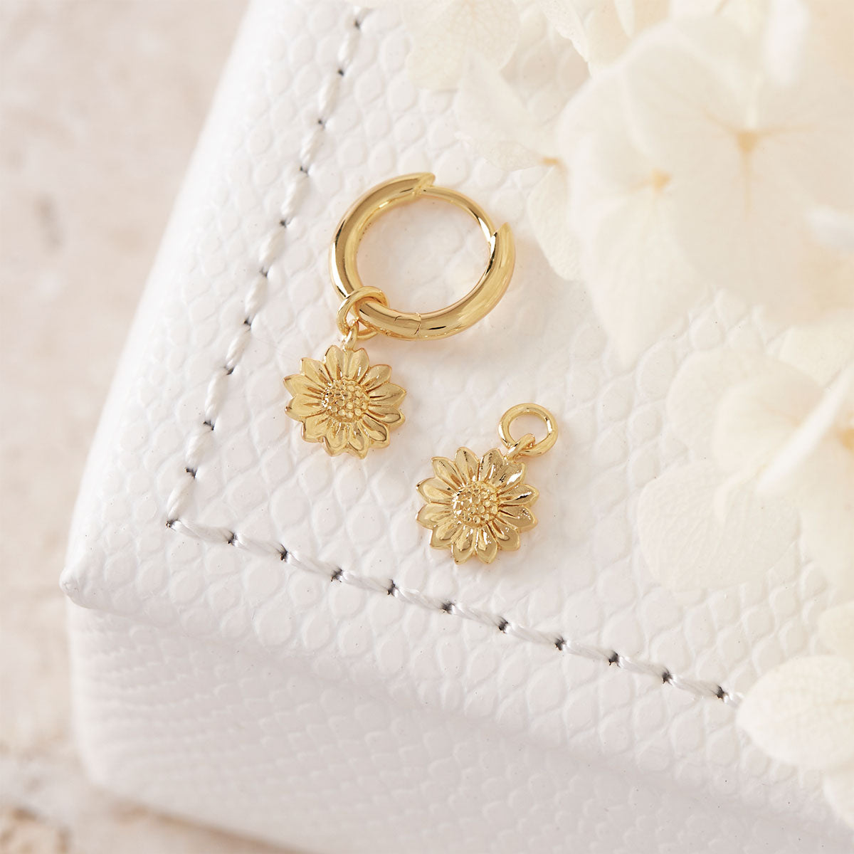 Dainty Sunflower Gold Ear Charms - 14K Gold Plated Floral Stud Earrings for Women, Girls | Perfect for Everyday Wear, Parties, Weddings & Gifts