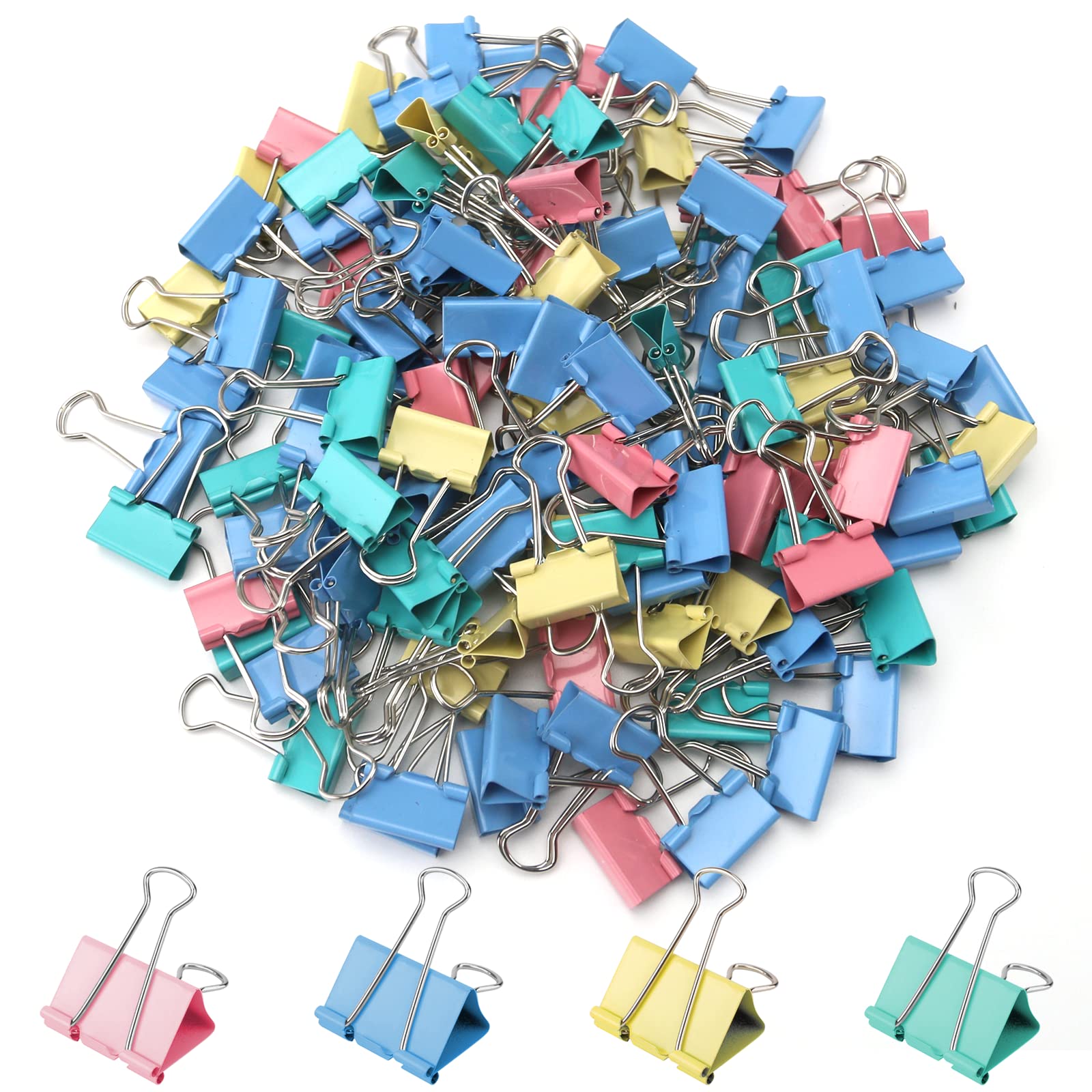 120 Pack 0.75 Inch Small Binder Clips - Colorful Paper Clamps for Office, School & Home - Assorted Mini Binder Clips for Organizing Documents, Photos, Recipes & Crafts (Office Supplies)