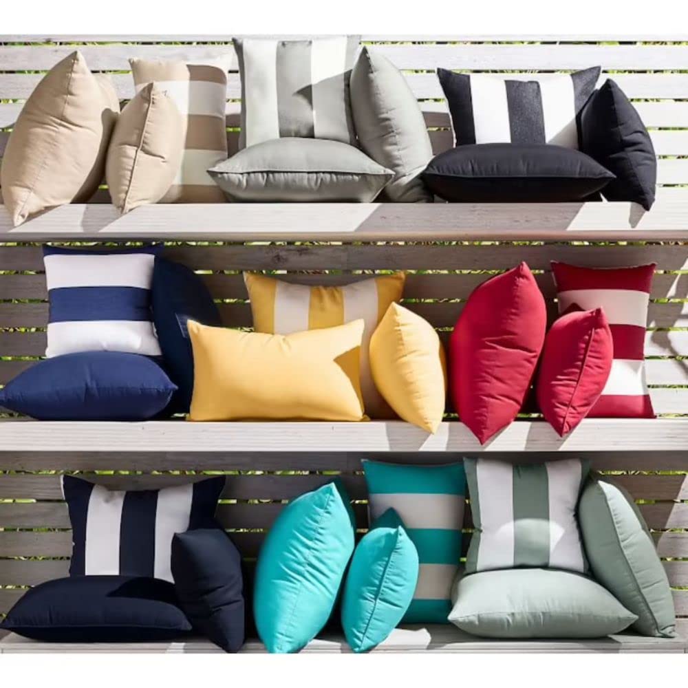 6-Pack 30x30 Inch Sunbrella Fabric Decorative Throw Pillows with Insert - Indoor Outdoor Water-Resistant Cushions for Patio, Sofa, Chair in Sapphire Blue - Perfect for Living Room, Deck & Poolside Relaxation