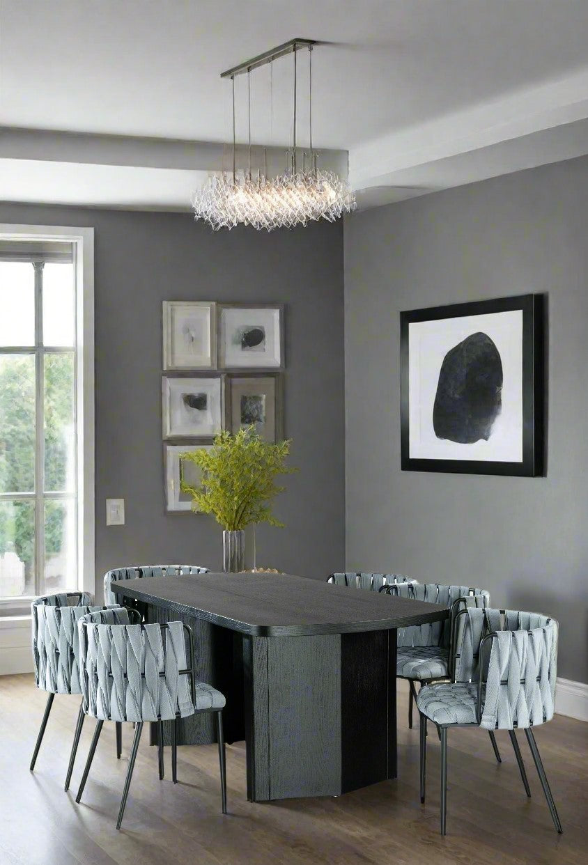 Bradley Rectangular Dining Table Set for 6 with Gray Chairs - Modern Kitchen & Dining Room Furniture for Family Gatherings & Dinner Parties