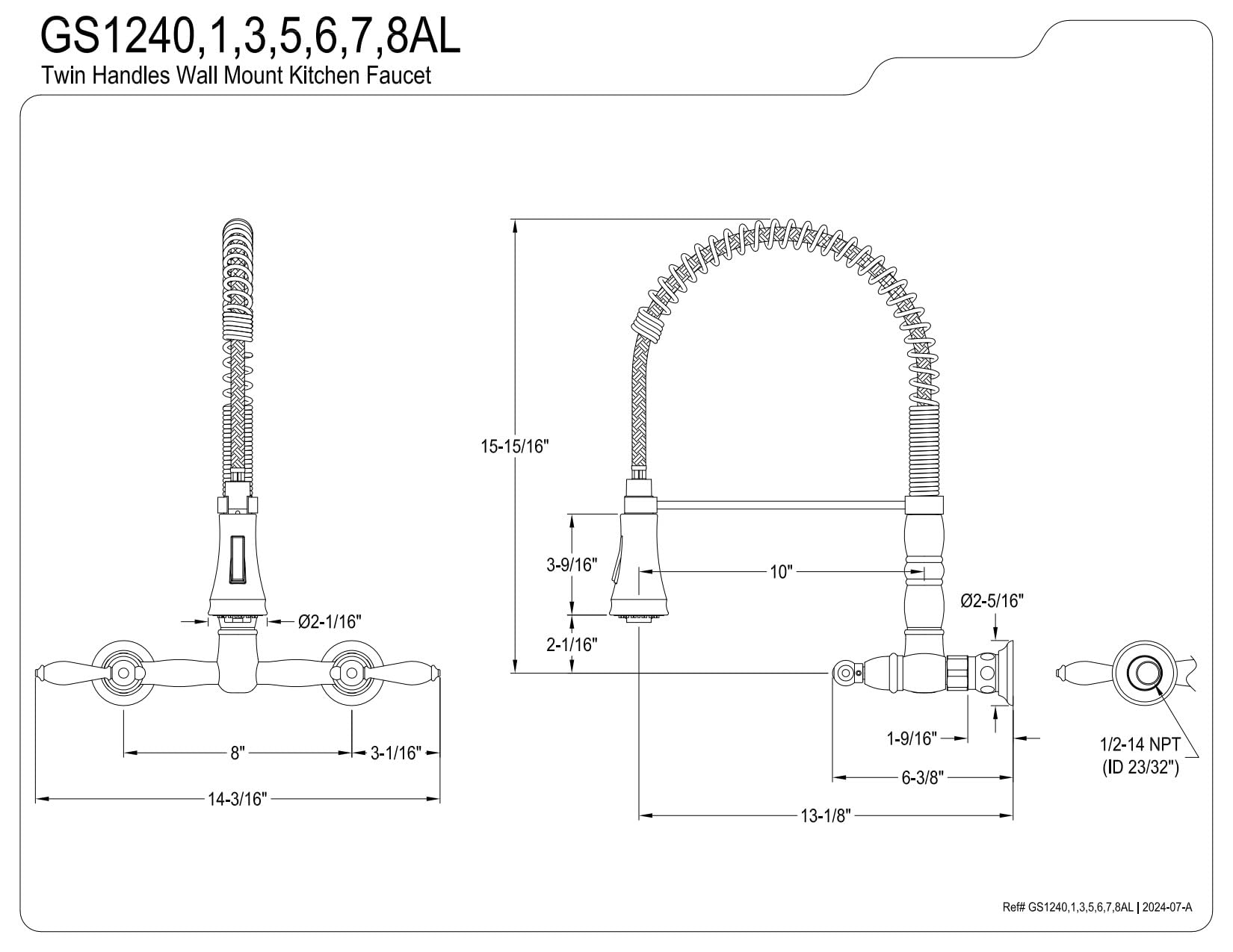 Kingston Brass GS1245AL Heritage Pull-Down Sprayer Kitchen Faucet - Oil Rubbed Bronze Finish - 14.13 x 13.13 x 16 Inches - High Arc Design for Modern Kitchens - Perfect for Washing Dishes, Filling Pots & Daily Cooking Tasks